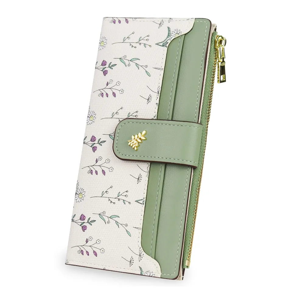 adistylinno-women-s-wallet-portefeuille-femme-vert-floral image 1