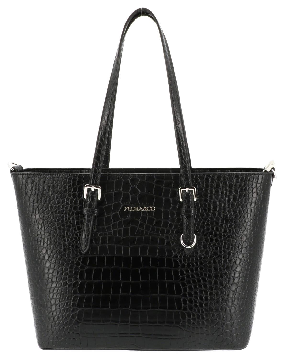 flora-co-cabas-sac-cabas-noir-croco-xl-a4 image 1