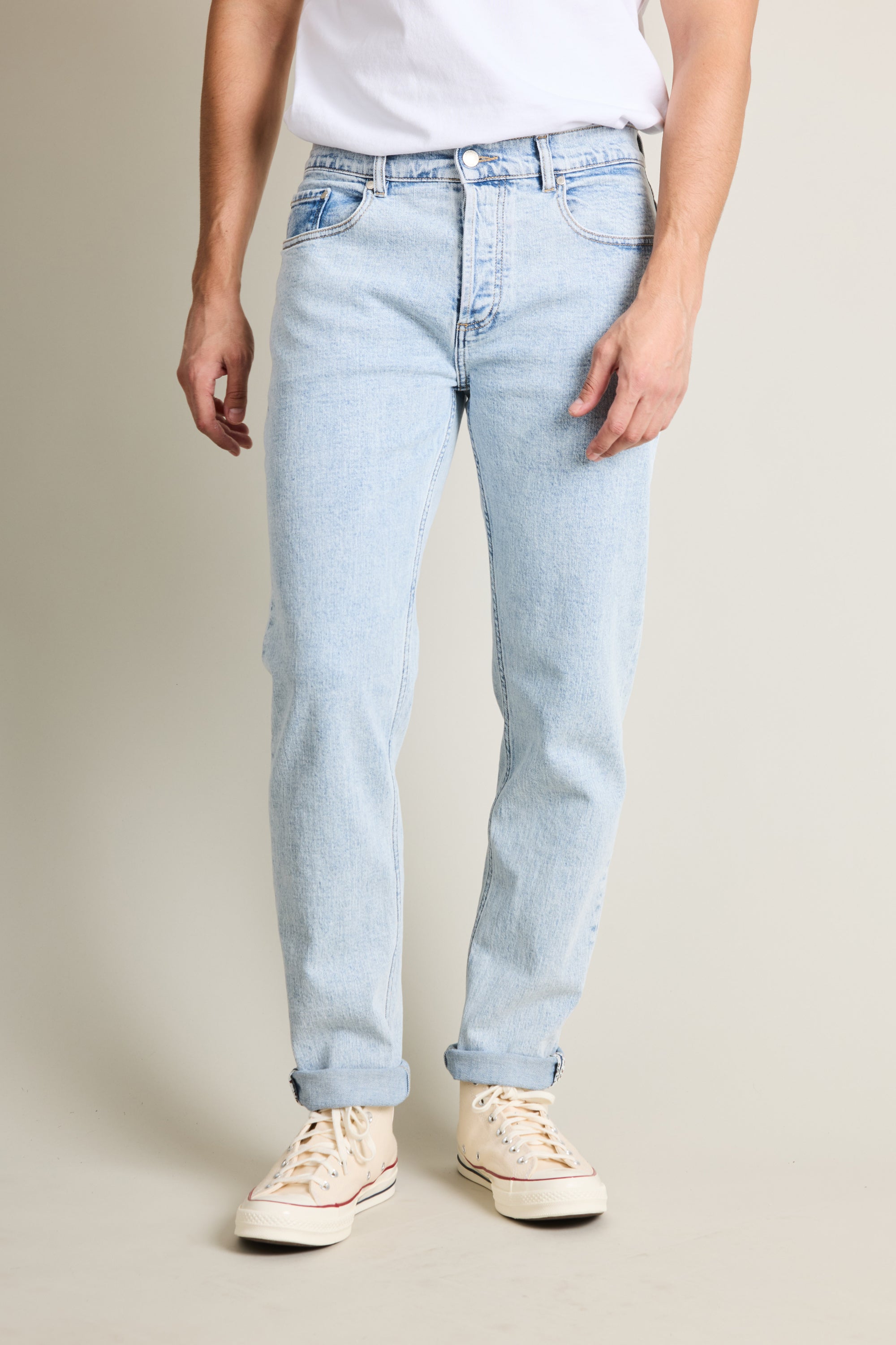 le-pantalon-jeans-jean-bleu-bleached-semi-slim-stretch image 1