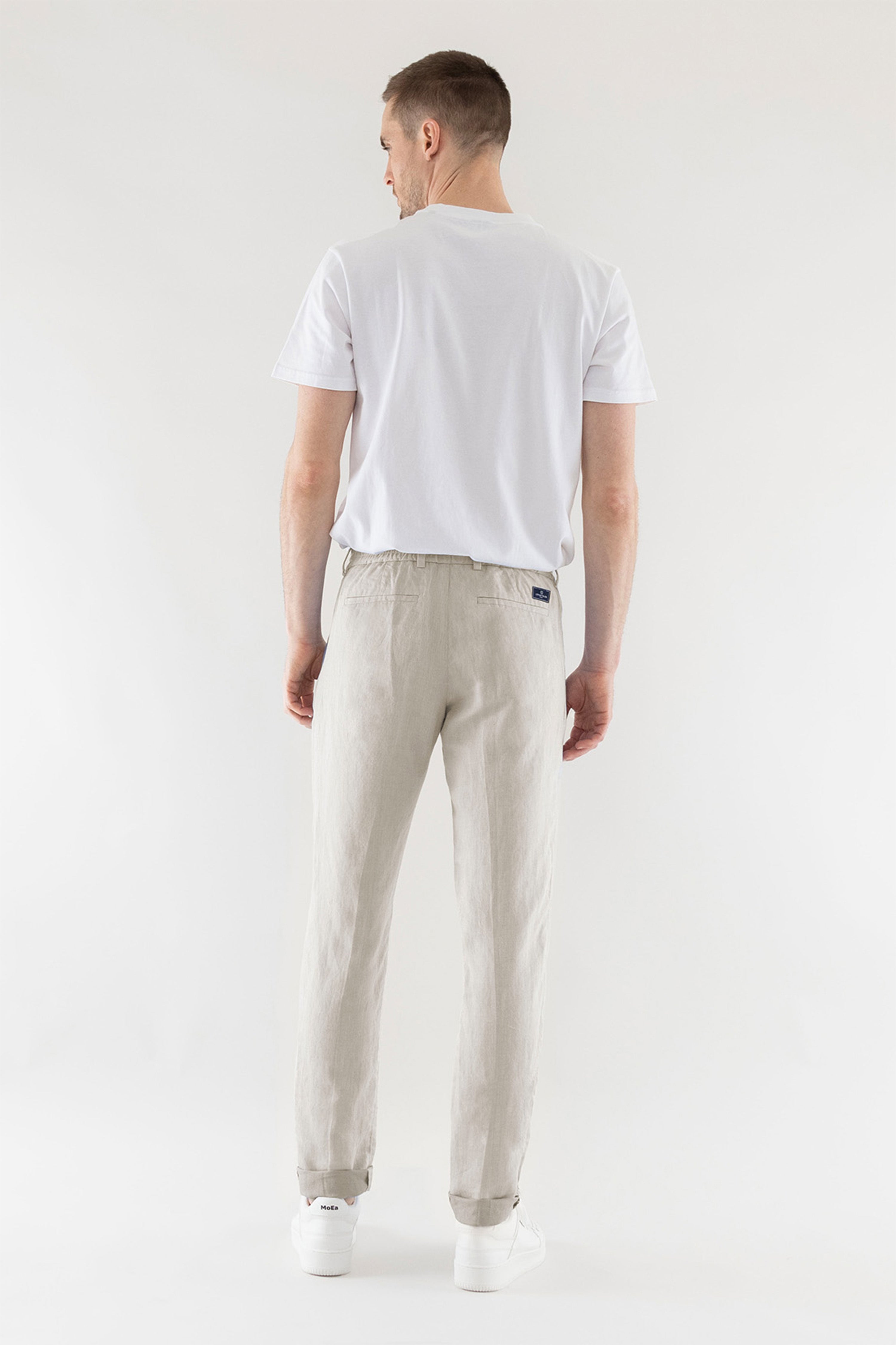 le-pantalon-pinces-pantalon-homme-gris-clair-lin-lyocell-taille-42 image 8