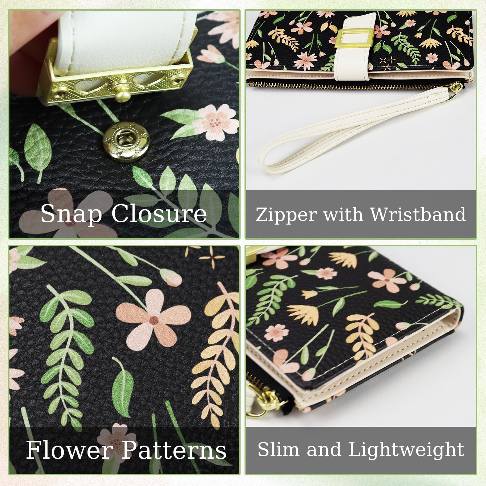 adistylinno-portefeuille-femme-noir-long-12-cartes-zip-fleur image 3
