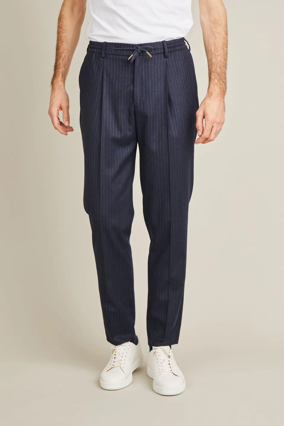 le-pantalon-flanelle-homme-jogpant-bleu-marine-laine-m-rinos image 1