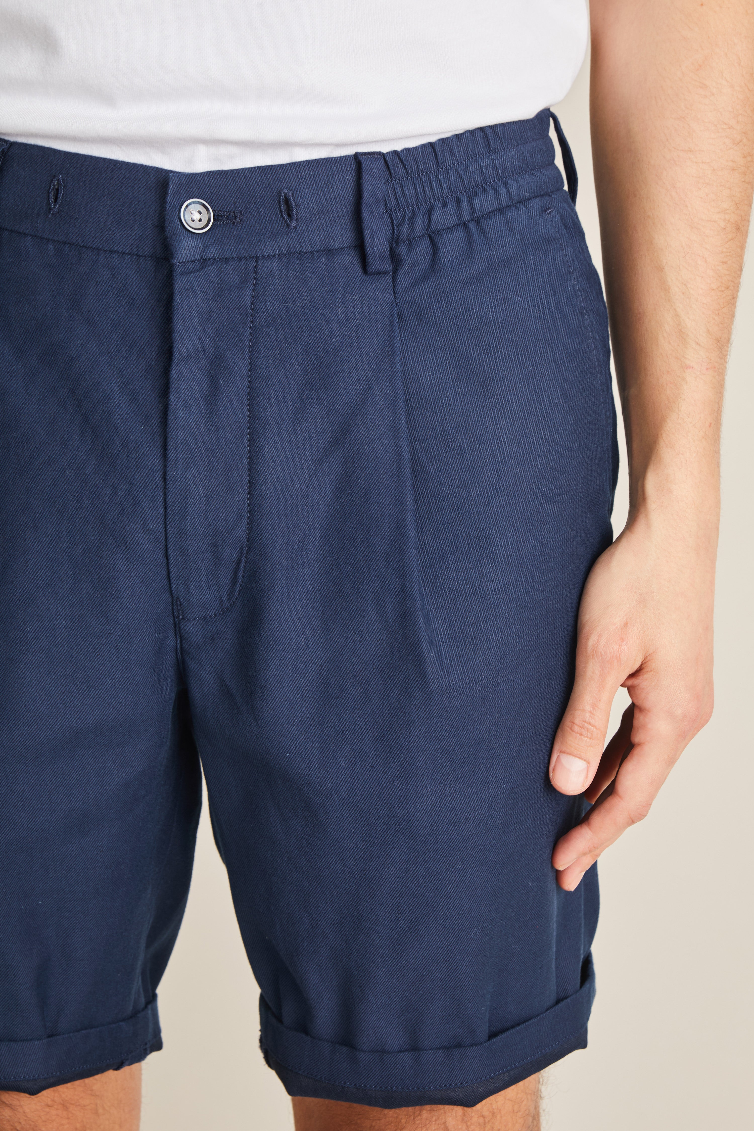 le-pantalon-bermuda-coton-lin-bleu-marine-short-homme-lin image 3