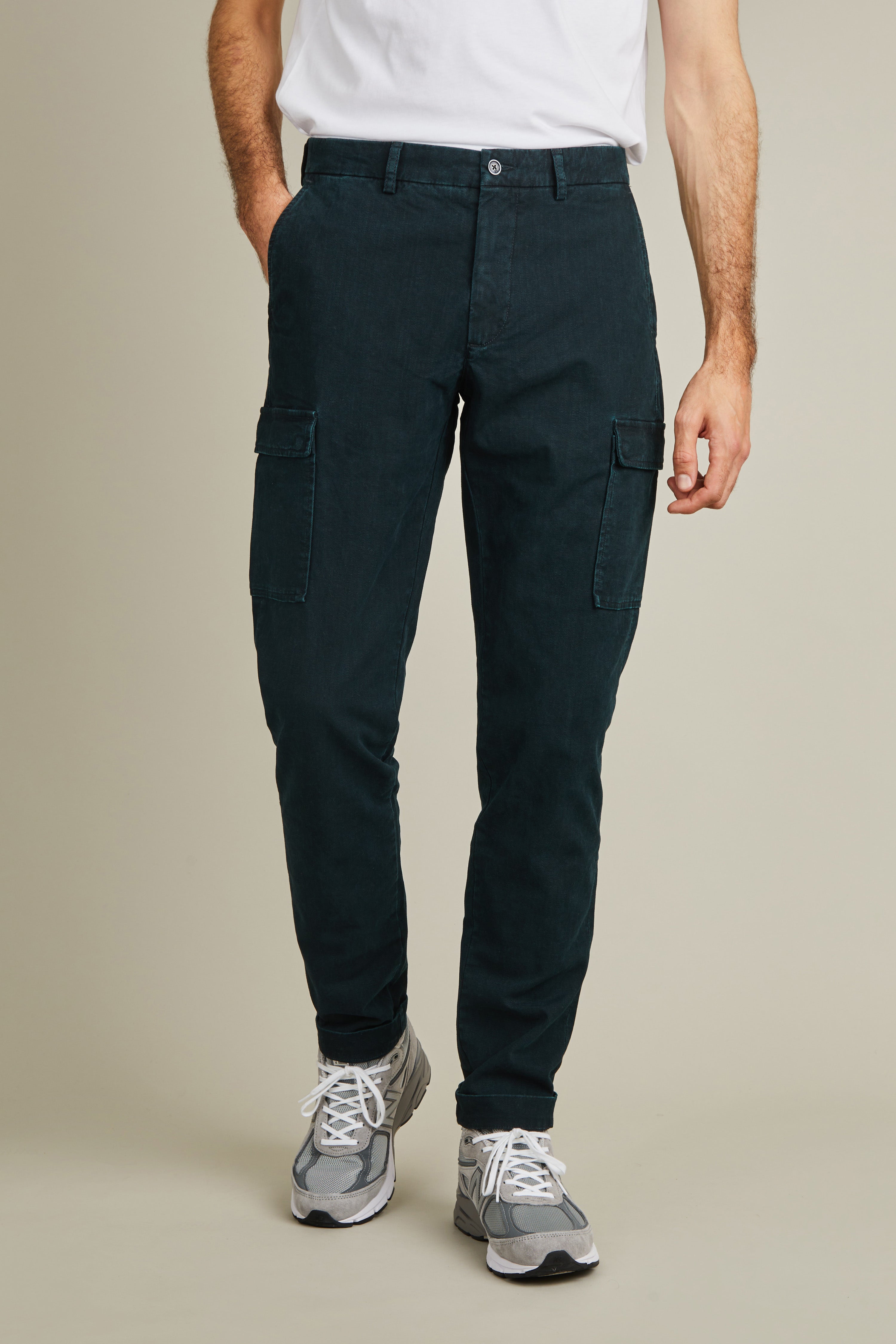 le-pantalon-fm-lpcar-4-cargo-vert-coupe-carotte-stretch image 5
