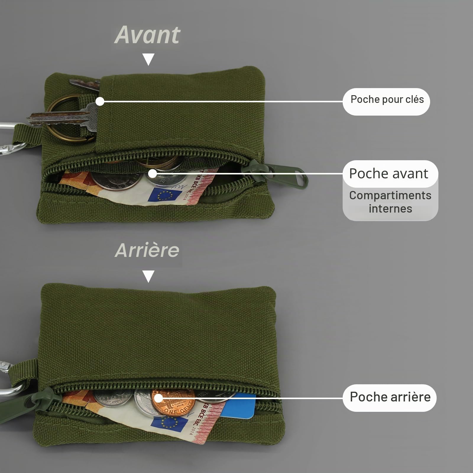adistylinno-change-purse-porte-monnaie-nylon-vert-mousqueton image 2