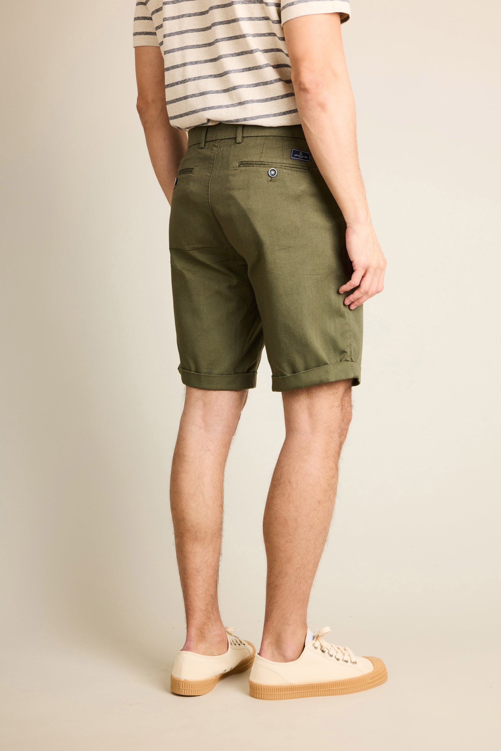 le-pantalon-bermudas-homme-fm-lpbct-2-kaki-coton image 7