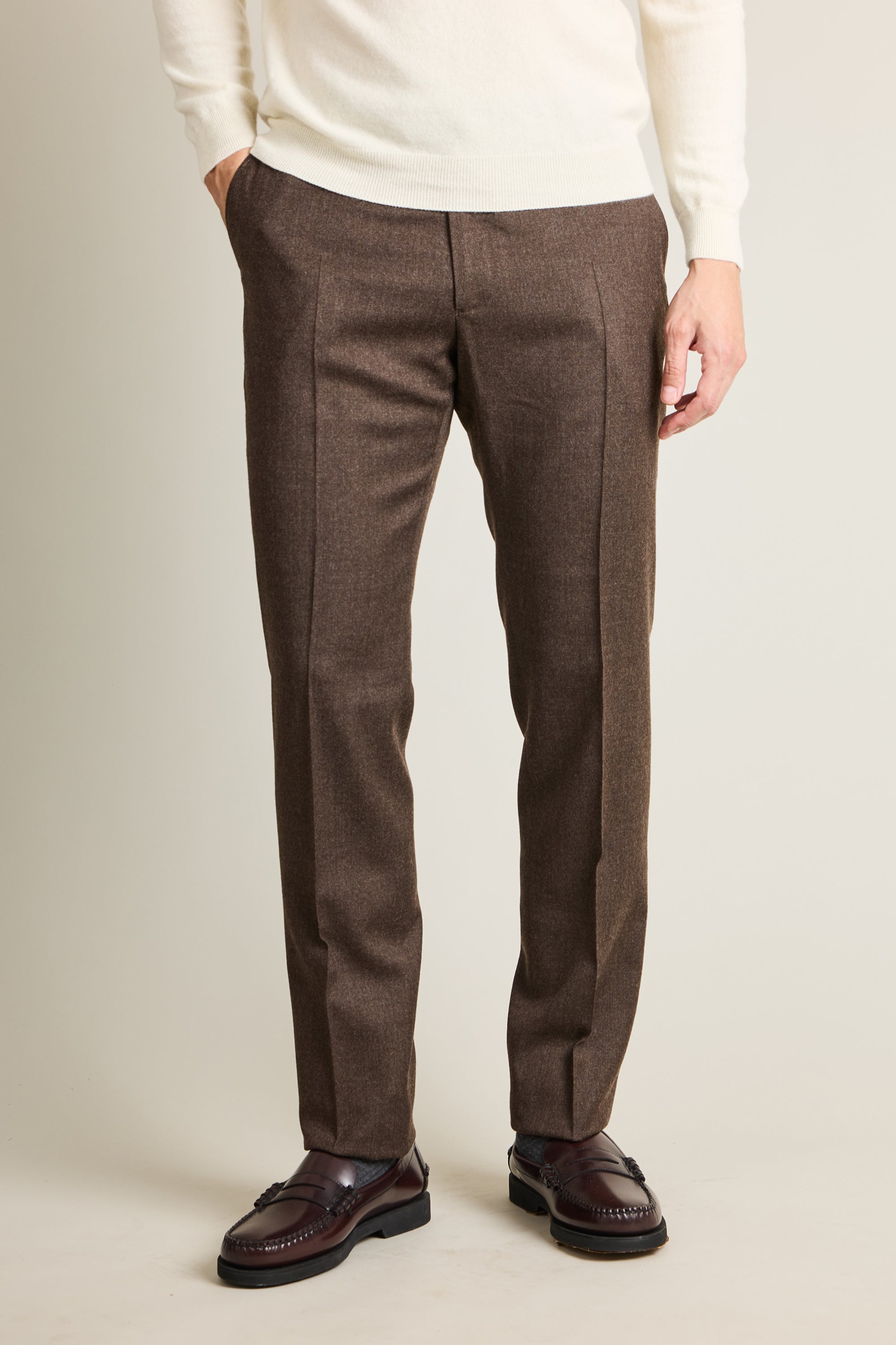 le-pantalon-flanelle-stretch-marron-pantalon-laine-m-rinos image 5