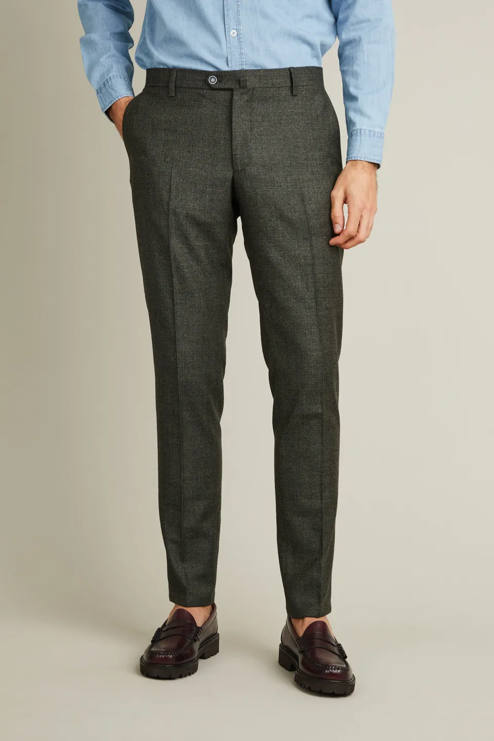 le-pantalon-flanelle-homme-pantalon-vert-tweed-m-rinos image 1