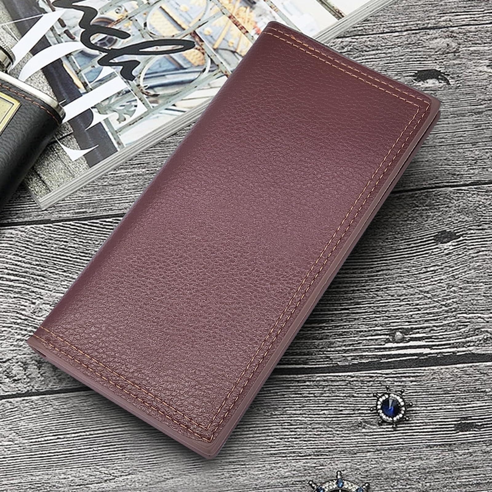 adistylinno-men-s-wallet-portefeuille-long-caf-12-cartes image 7