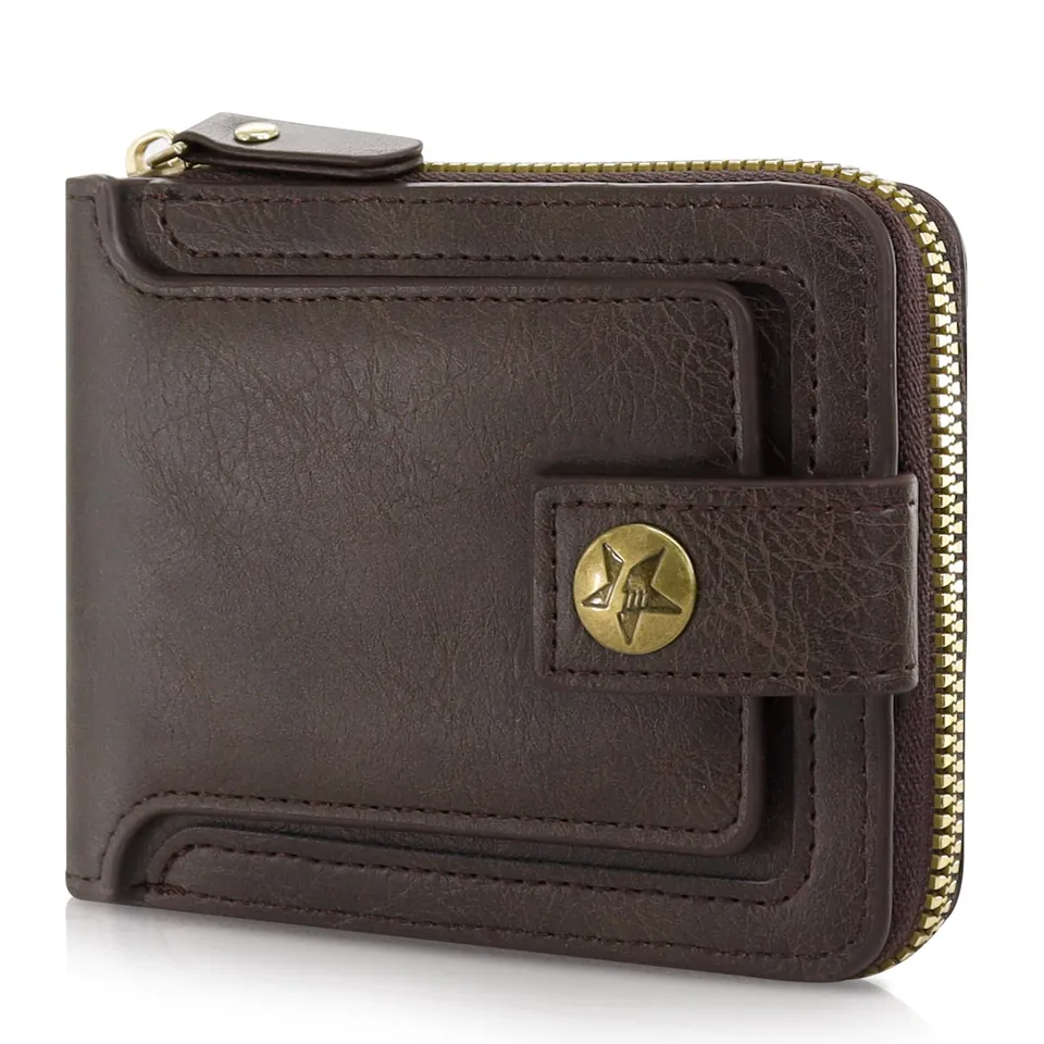 adistylinno-men-s-wallet-portefeuille-homme-marron-fonc-zip-8-cartes image 1