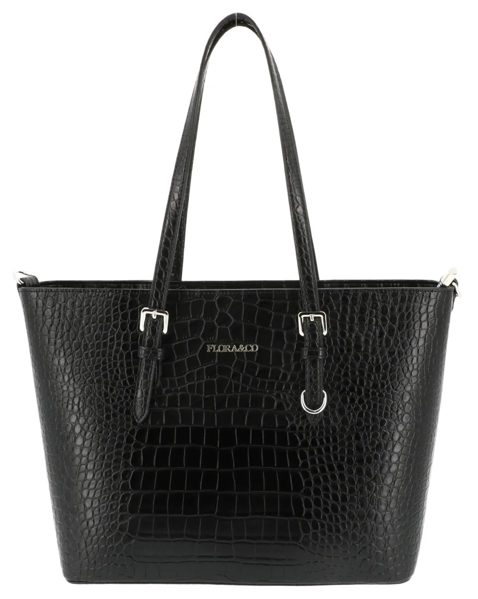 flora-co-cabas-sac-cabas-noir-croco-xl-a4 image 1