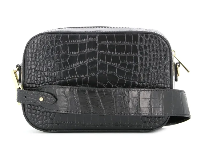 double-tree-sac-bandouli-re-camera-cuir-croco-noir image 1