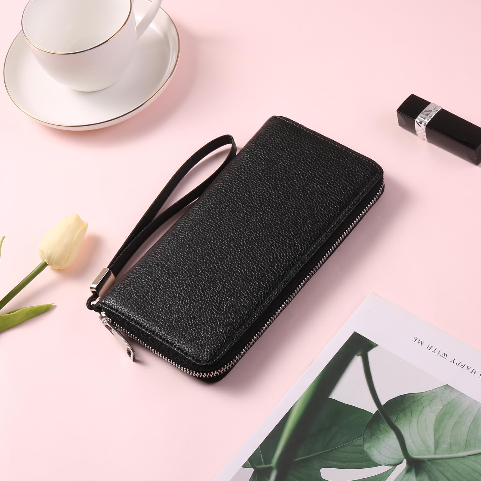 gaekeao-large-wallet-grand-portefeuille-femme-cuir-noir-rfid image 6