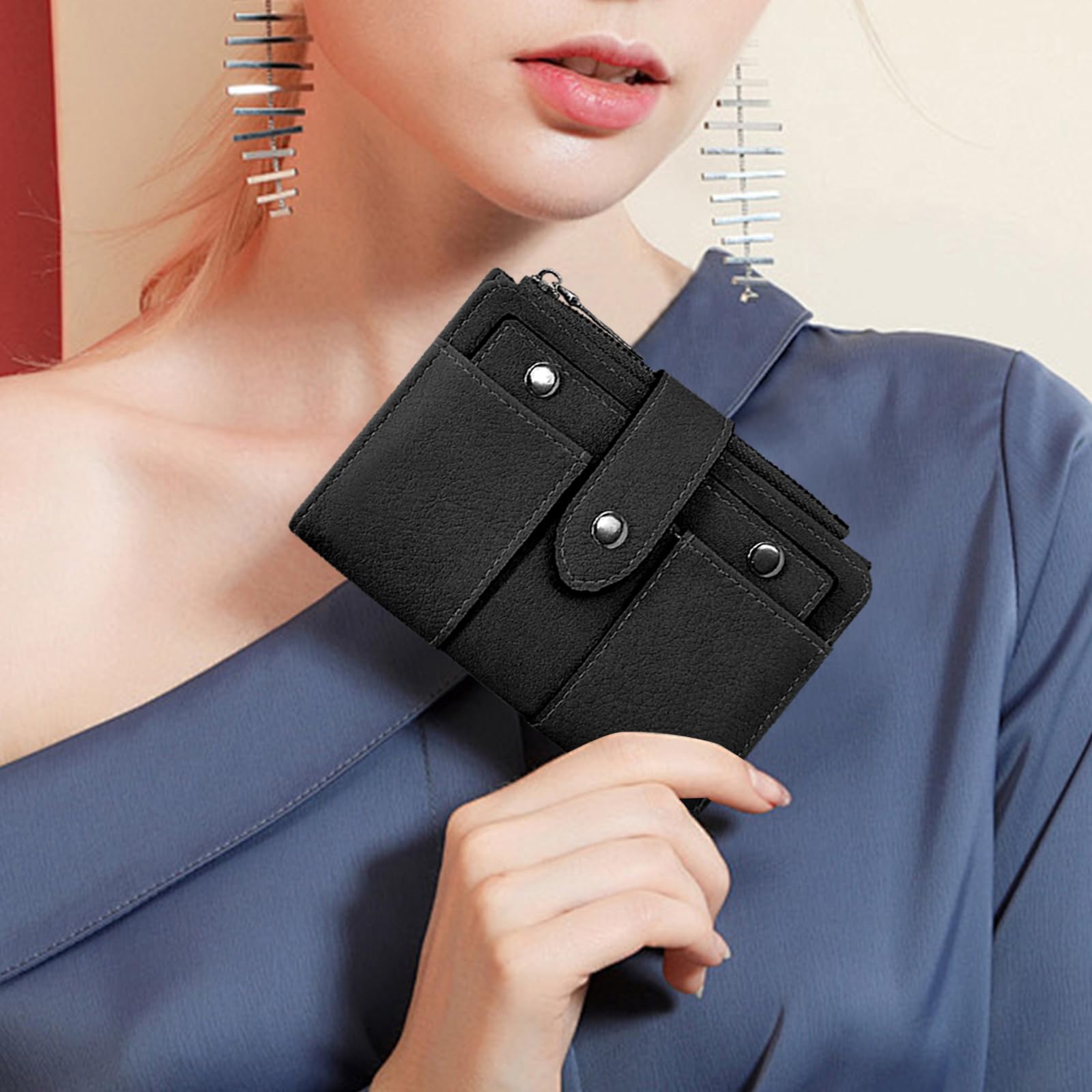 adistylinno-portefeuille-femme-noir-compact-zip-10-cartes image 4