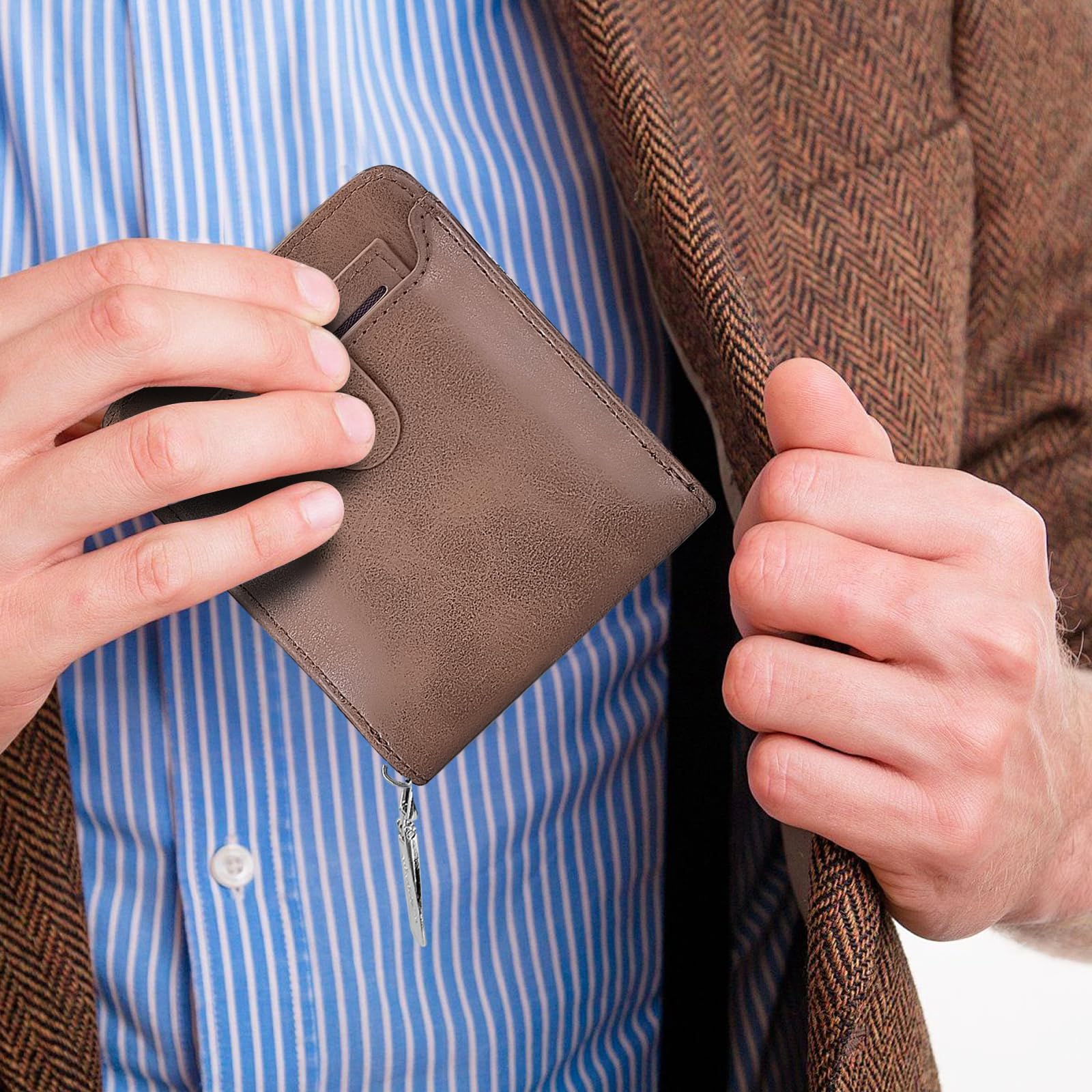 adistylinno-wallet-portefeuille-homme-cuir-pu-compact-zip image 5