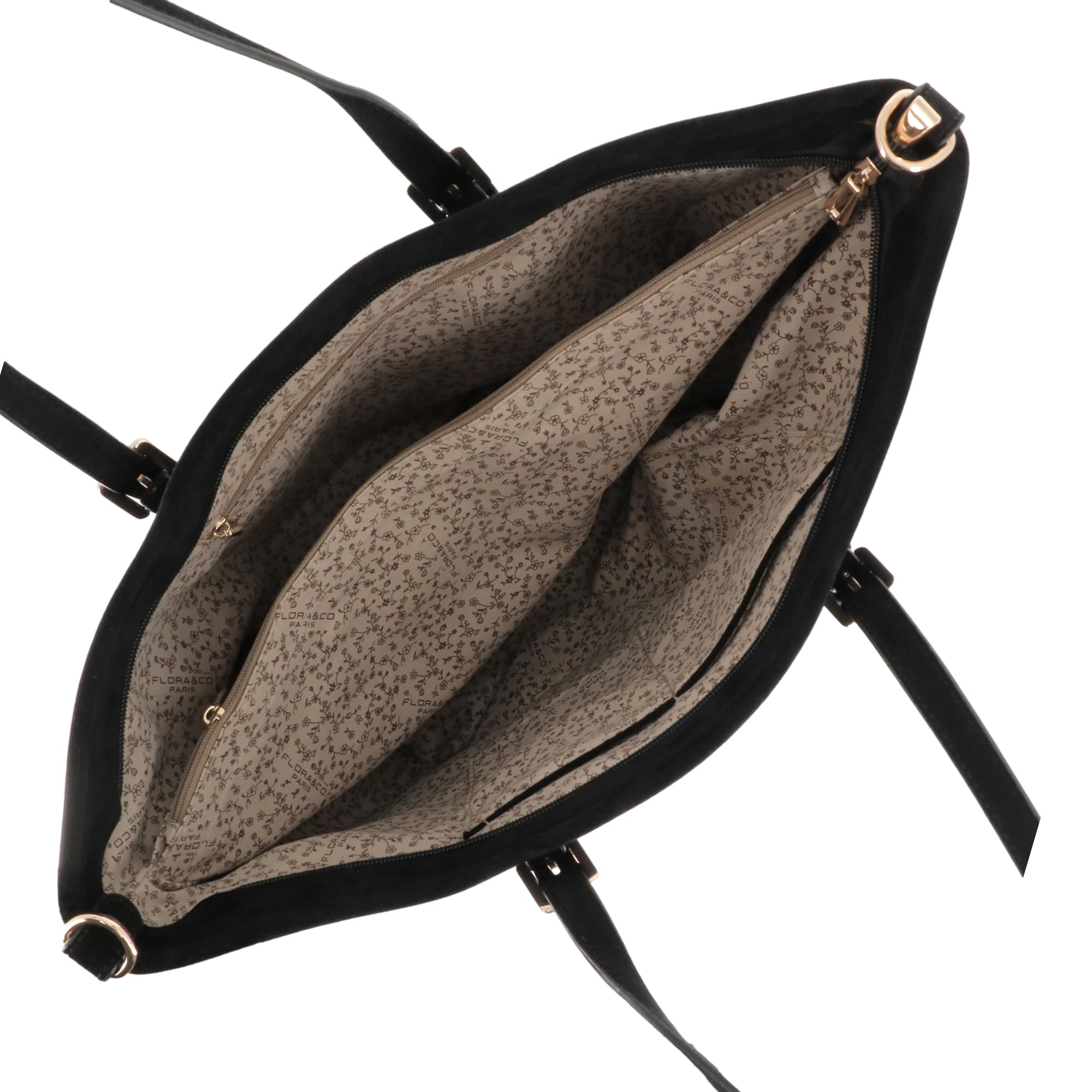 flora-co-cabas-grand-sac-shopping-noir-effet-daim-a4 image 4