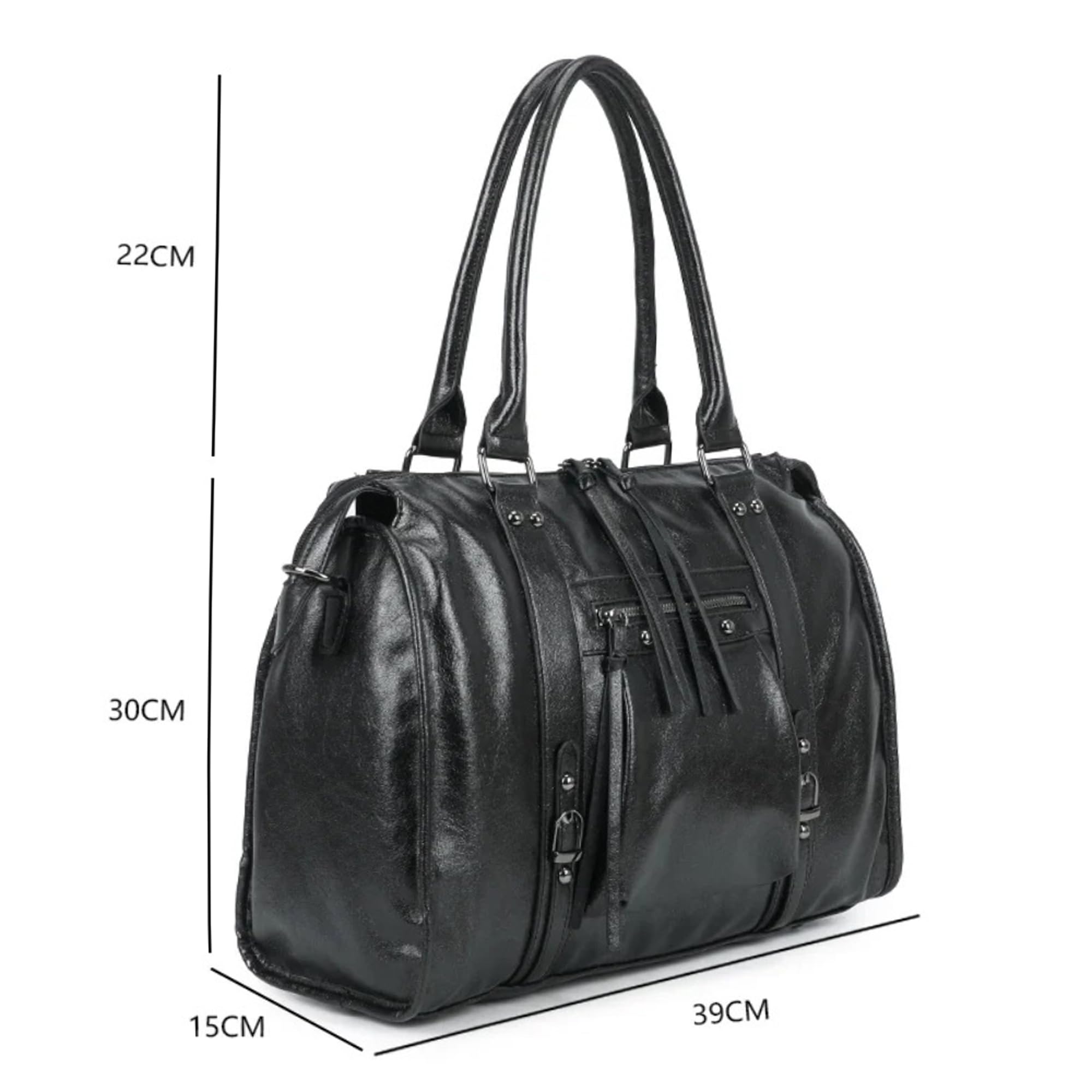 double-tree-sac-main-bowling-cabas-noir-a4-similicuir image 5