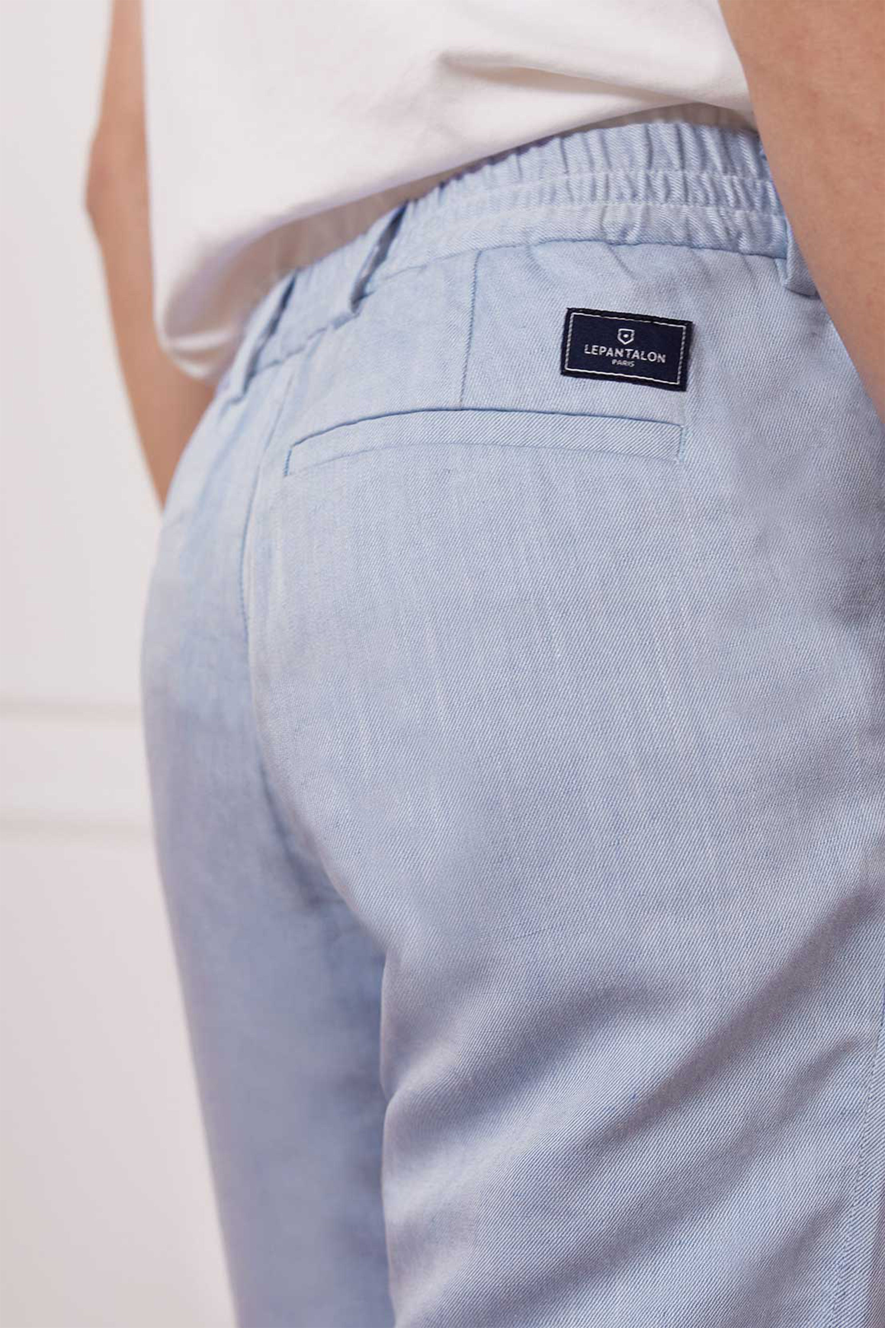 le-pantalon-pantalons-pinces-homme-pantalon-bleu-ciel-lin image 3