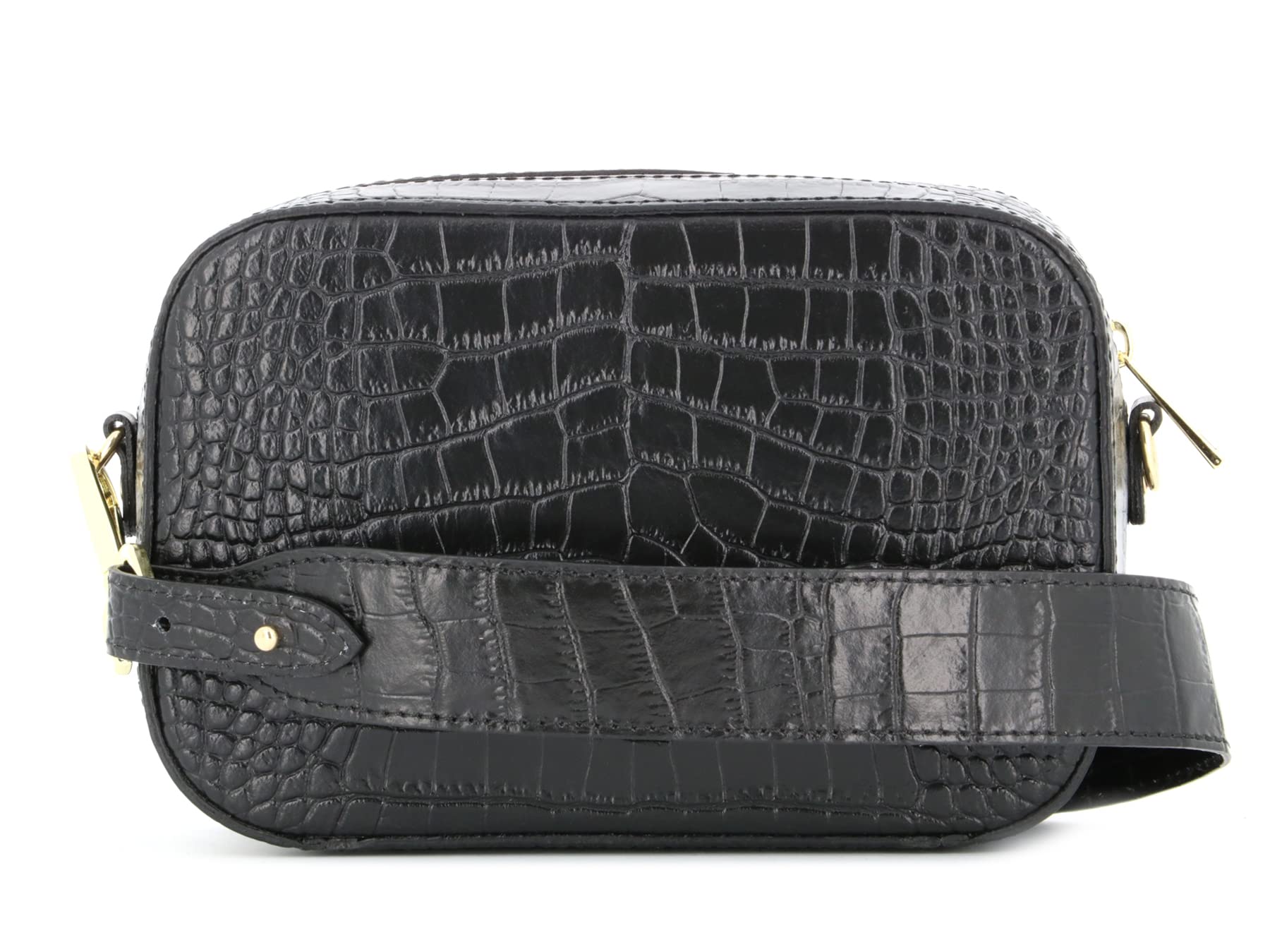 double-tree-sac-bandouli-re-camera-cuir-croco-noir image 1