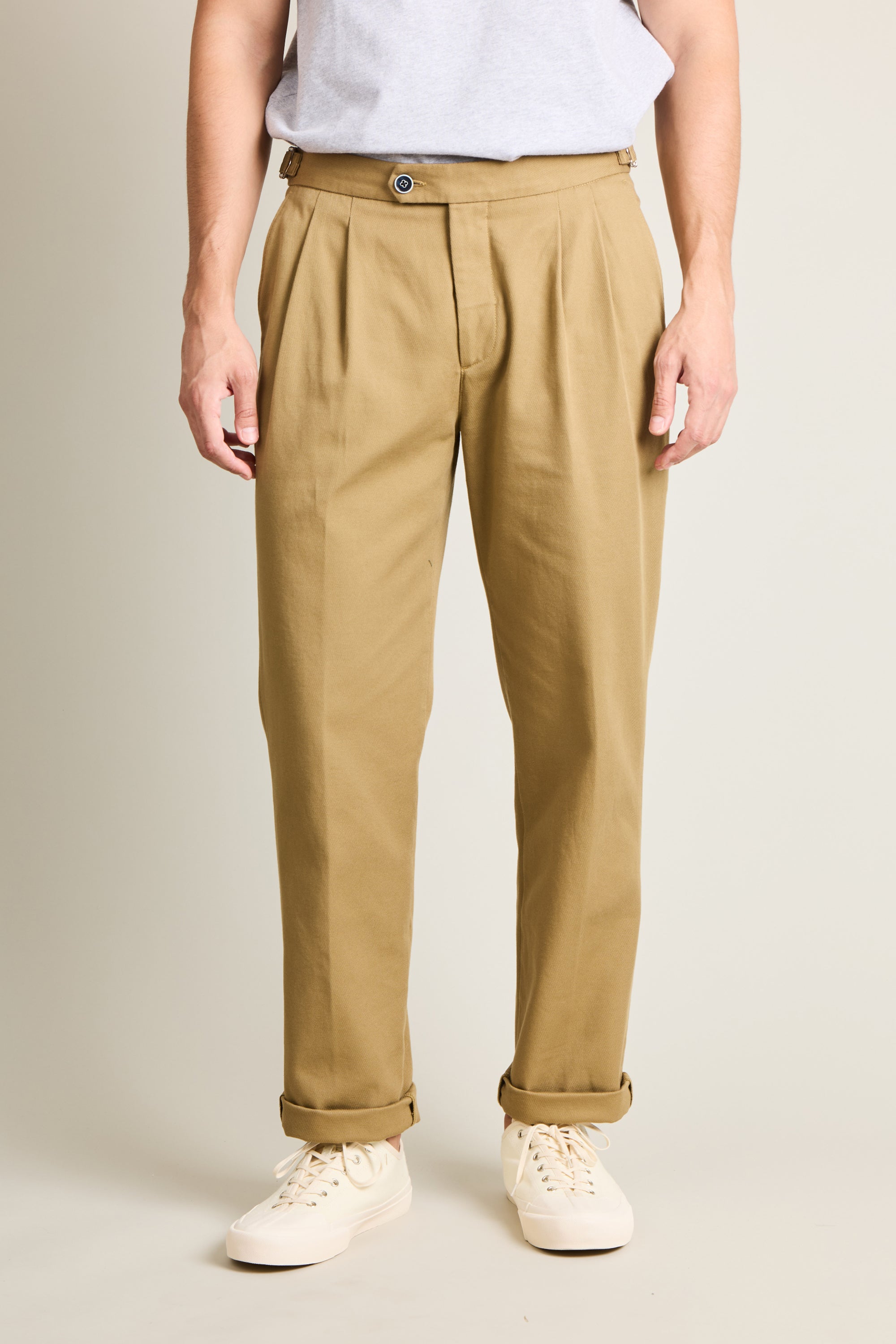 le-pantalon-chinos-homme-chino-droit-beige-fonc-coton image 1