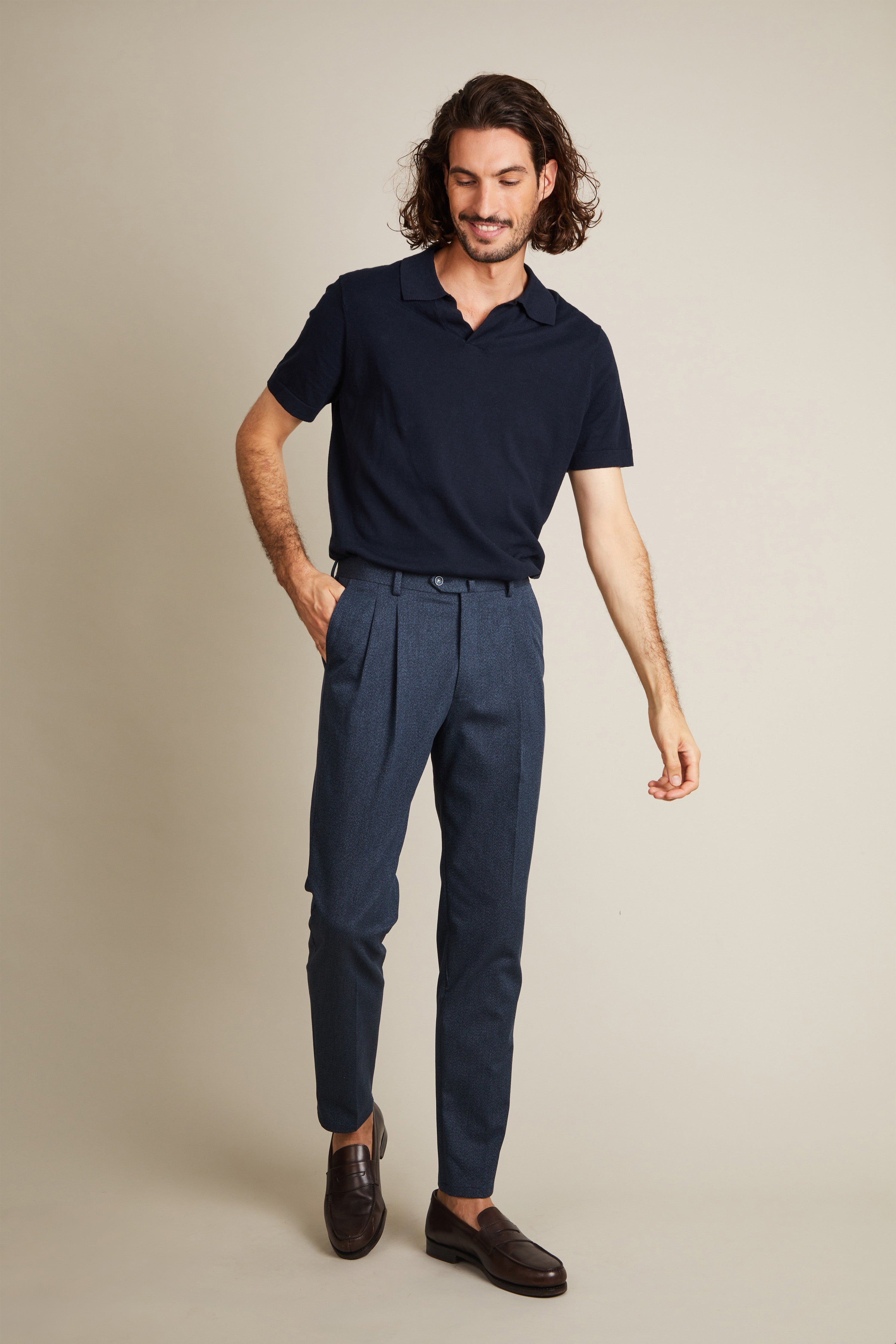 le-pantalon-double-pinces-pantalon-flanelle-bleu-whipcord-taille-42 image 7