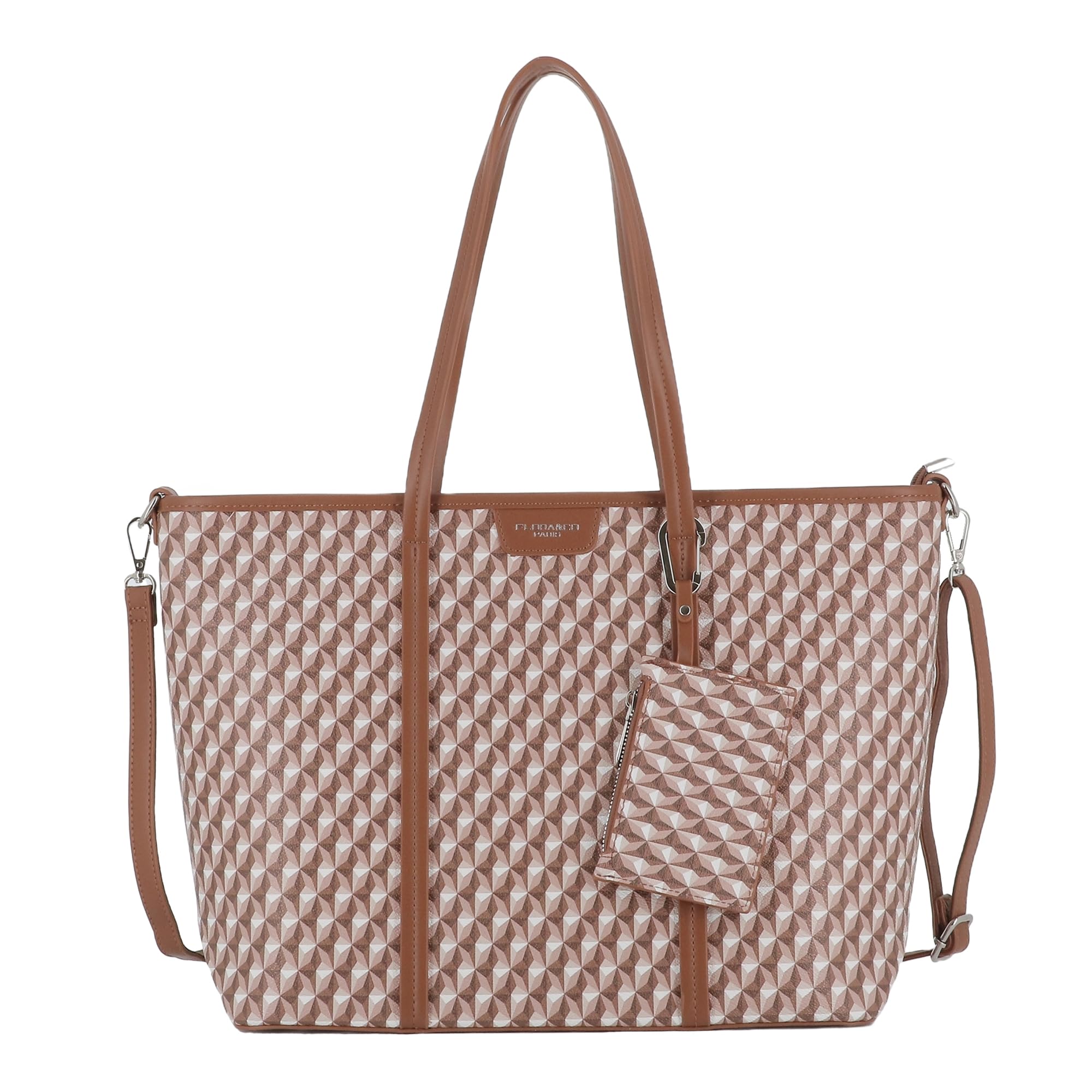 flora-co-cabas-a4-camel-shopper-bicolore-motif-g-om-trique image 1