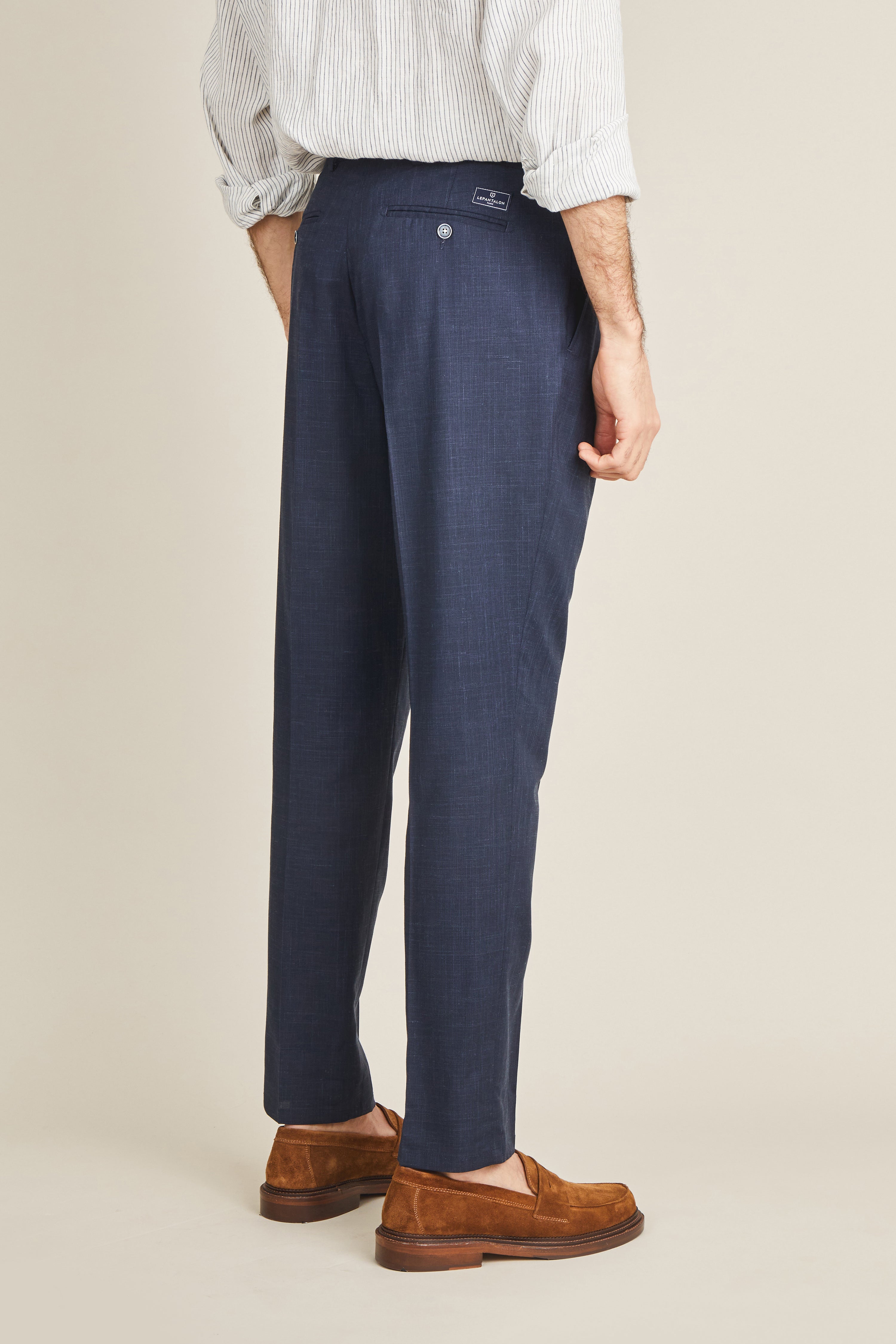 le-pantalon-pantalon-pinces-bleu-marine-homme-lin-l-ger image 4