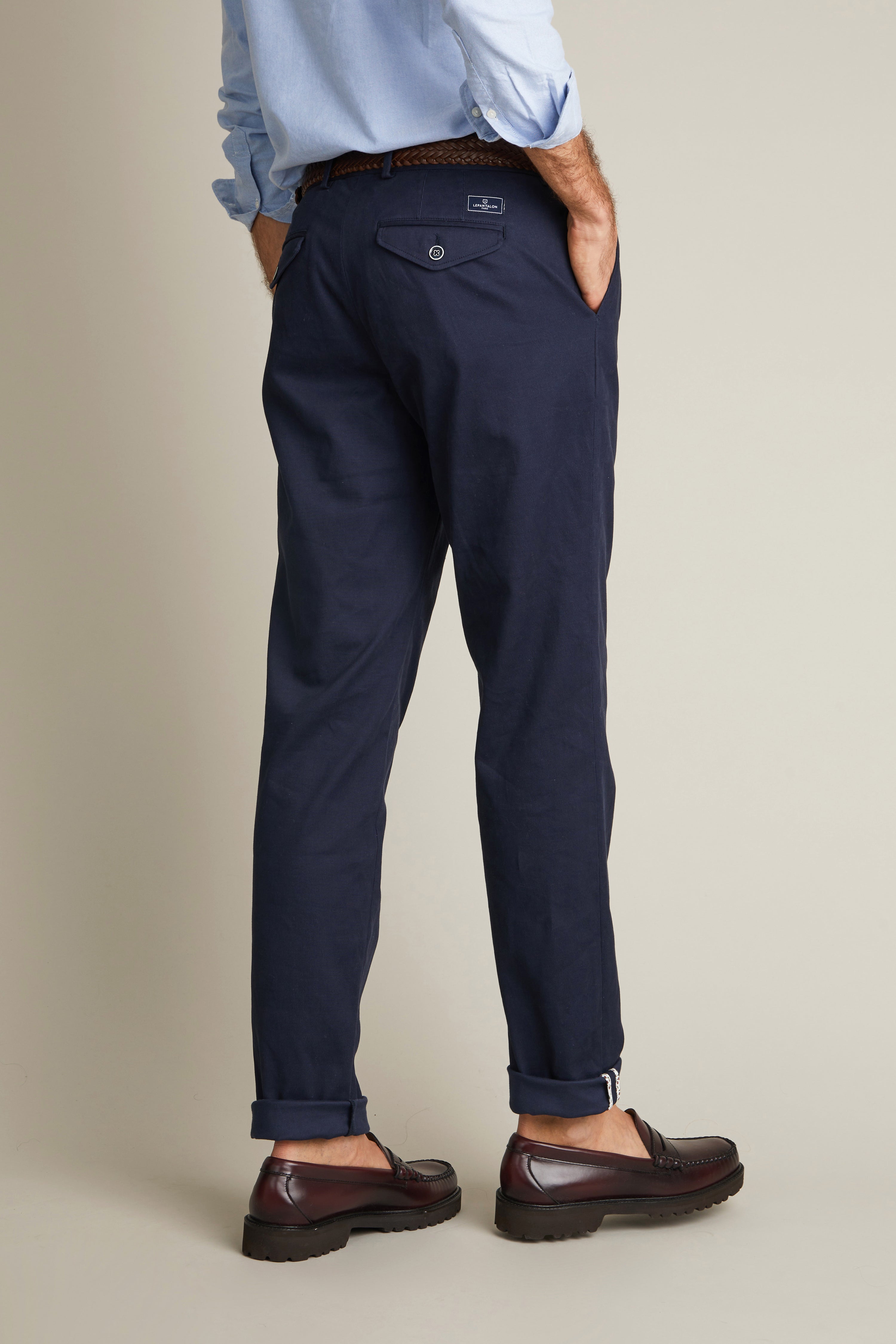 le-pantalon-chinos-homme-chino-pinces-bleu-marine image 4