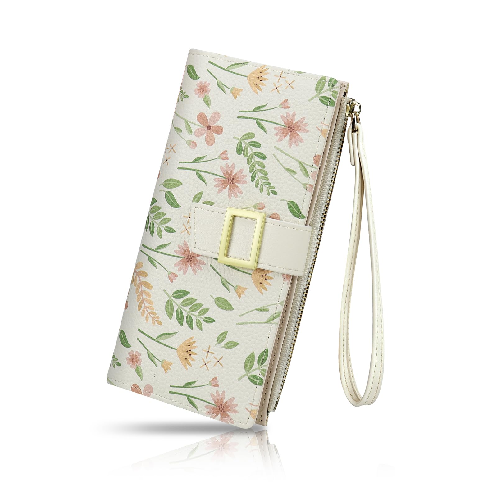 adistylinno-portefeuille-femme-noir-long-12-cartes-zip-fleur image 7
