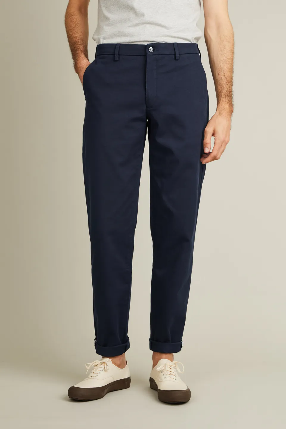 le-pantalon-chinos-homme-droit-bleu-marine-stretch image 1
