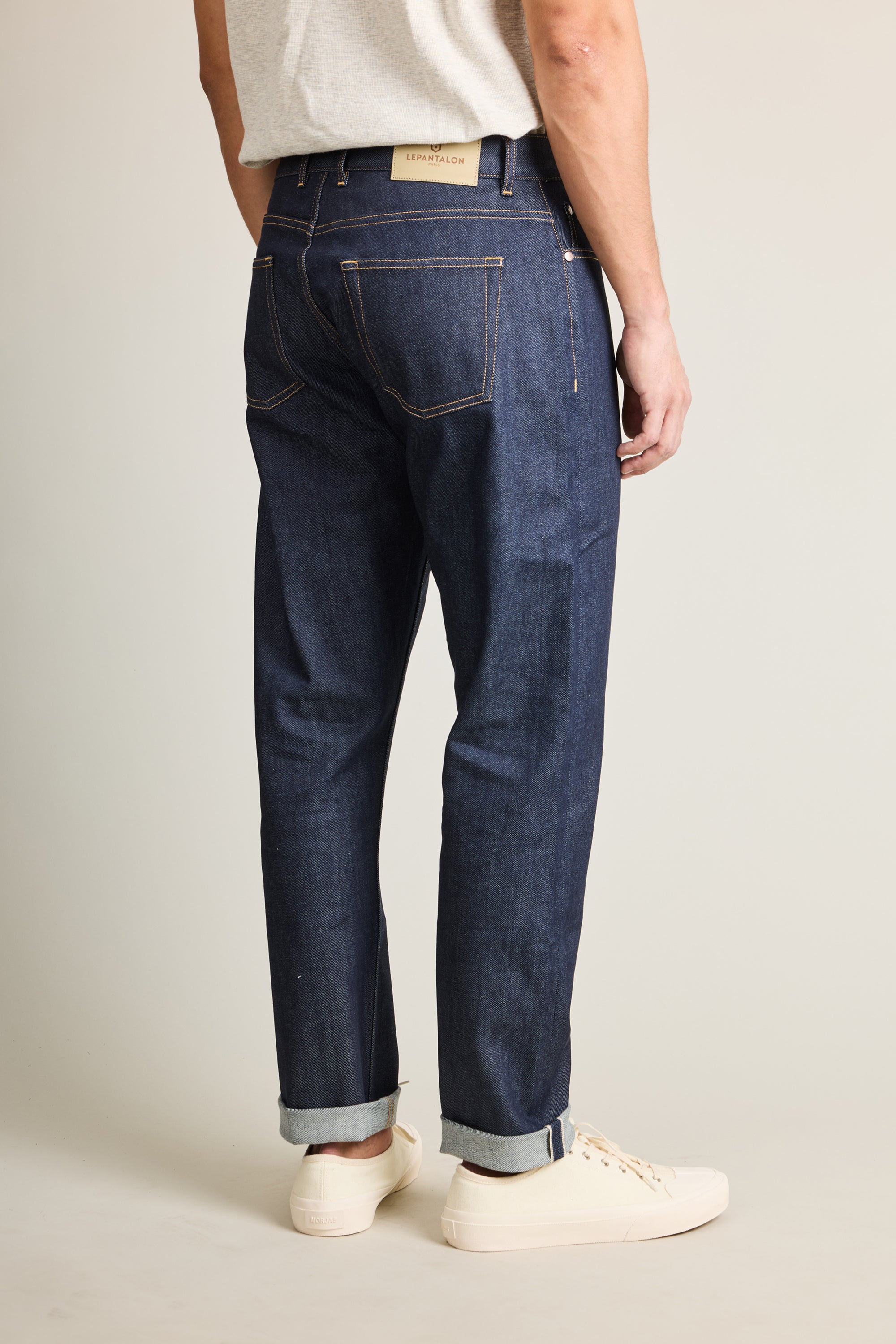 le-pantalon-jeans-homme-selvedge-bleu-coton-bio-semi-slim image 4