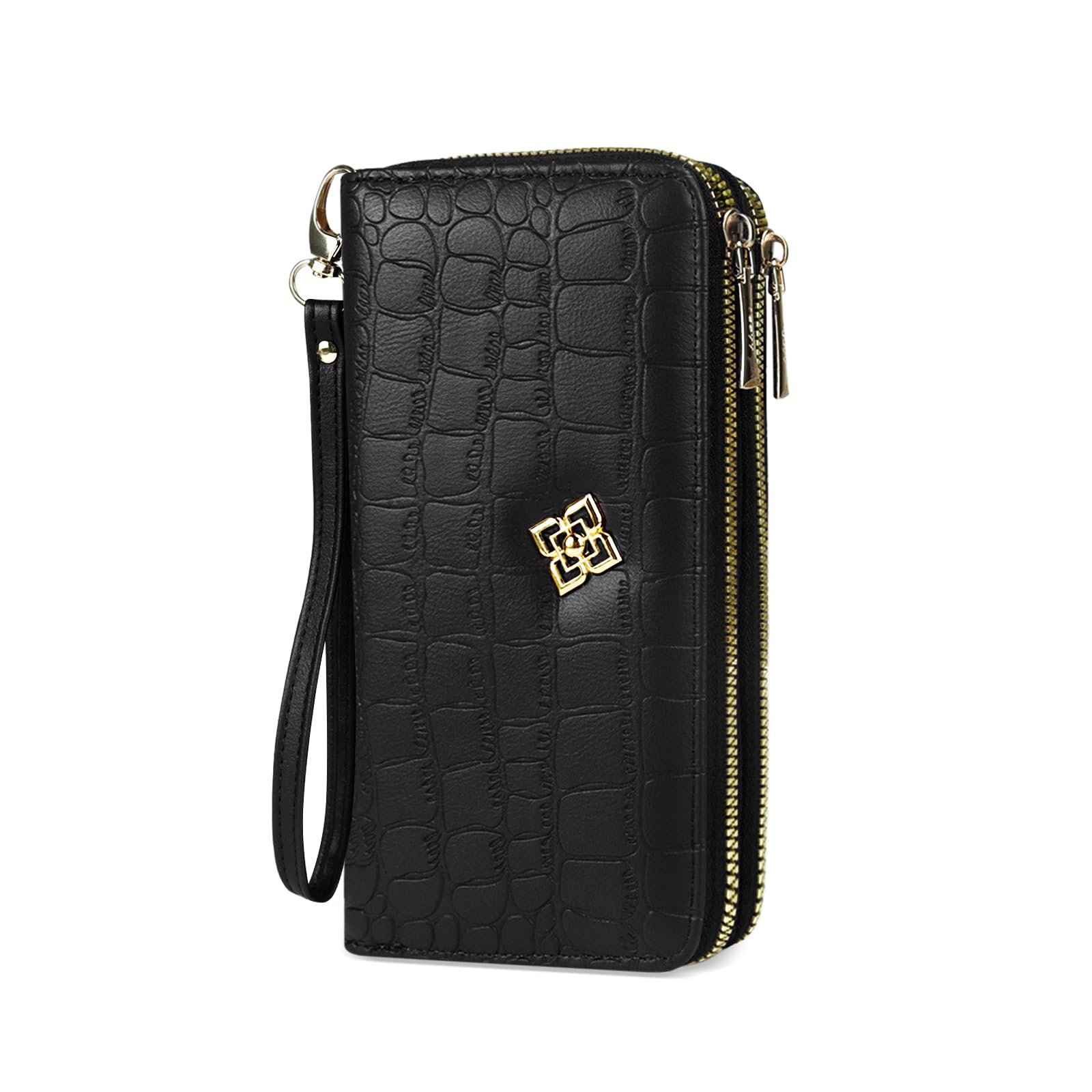 adistylinno-portefeuille-femme-noir-double-zip-dragonne-8-cartes image 1