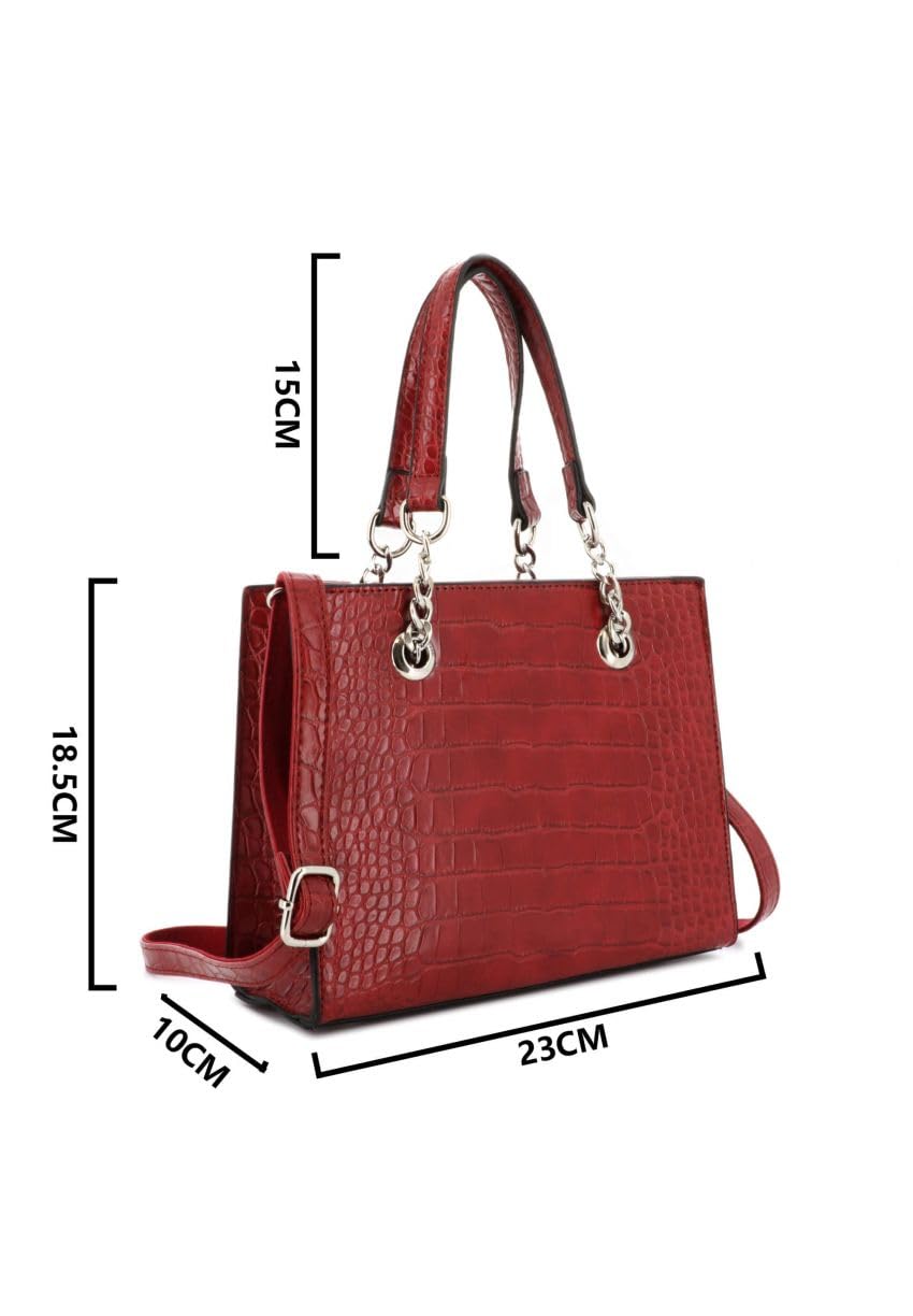 flora-co-sacs-main-bandouli-re-cha-ne-croco-rouge-sac-effet image 2