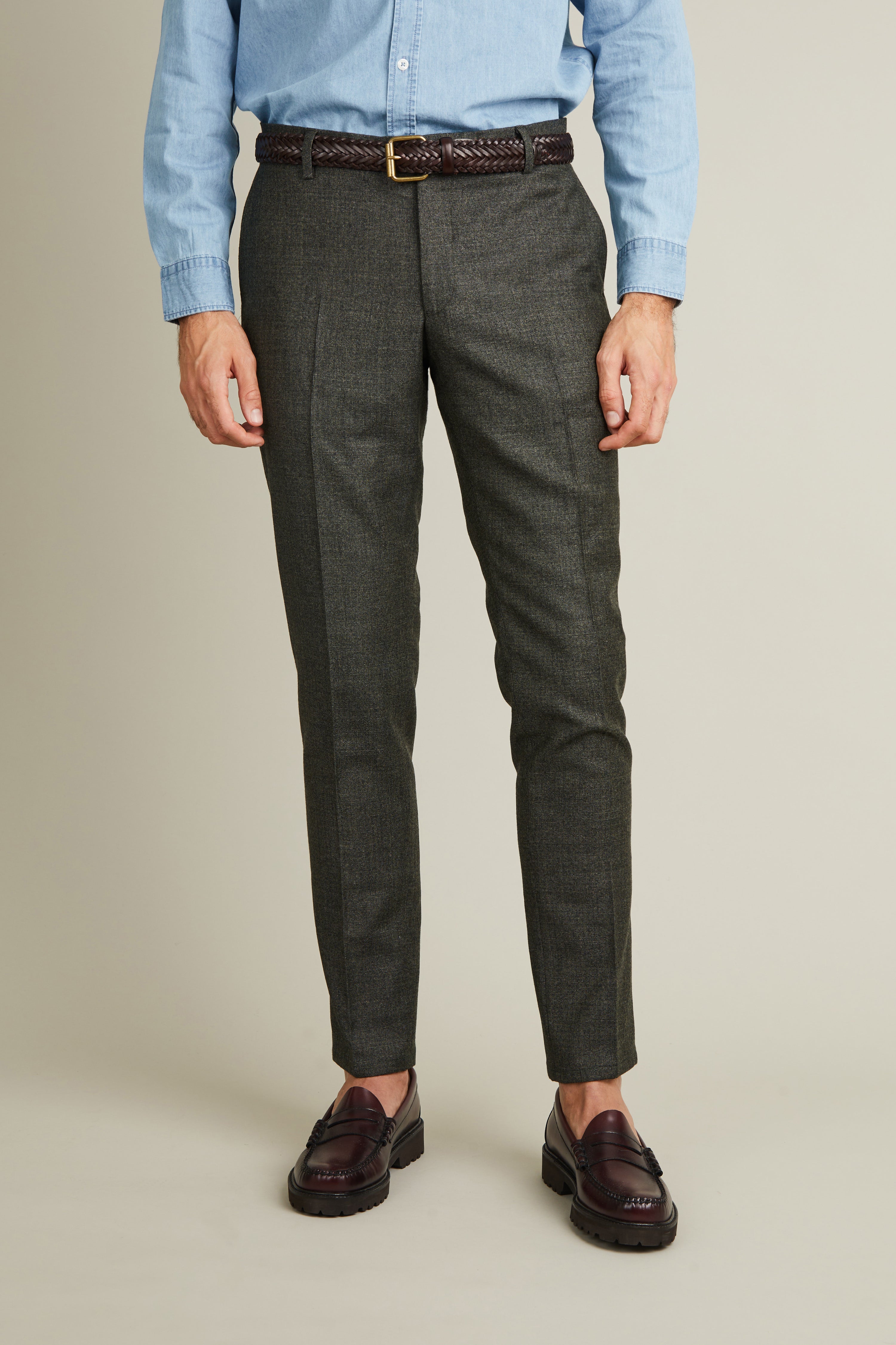 le-pantalon-flanelle-homme-pantalon-vert-tweed-m-rinos image 6