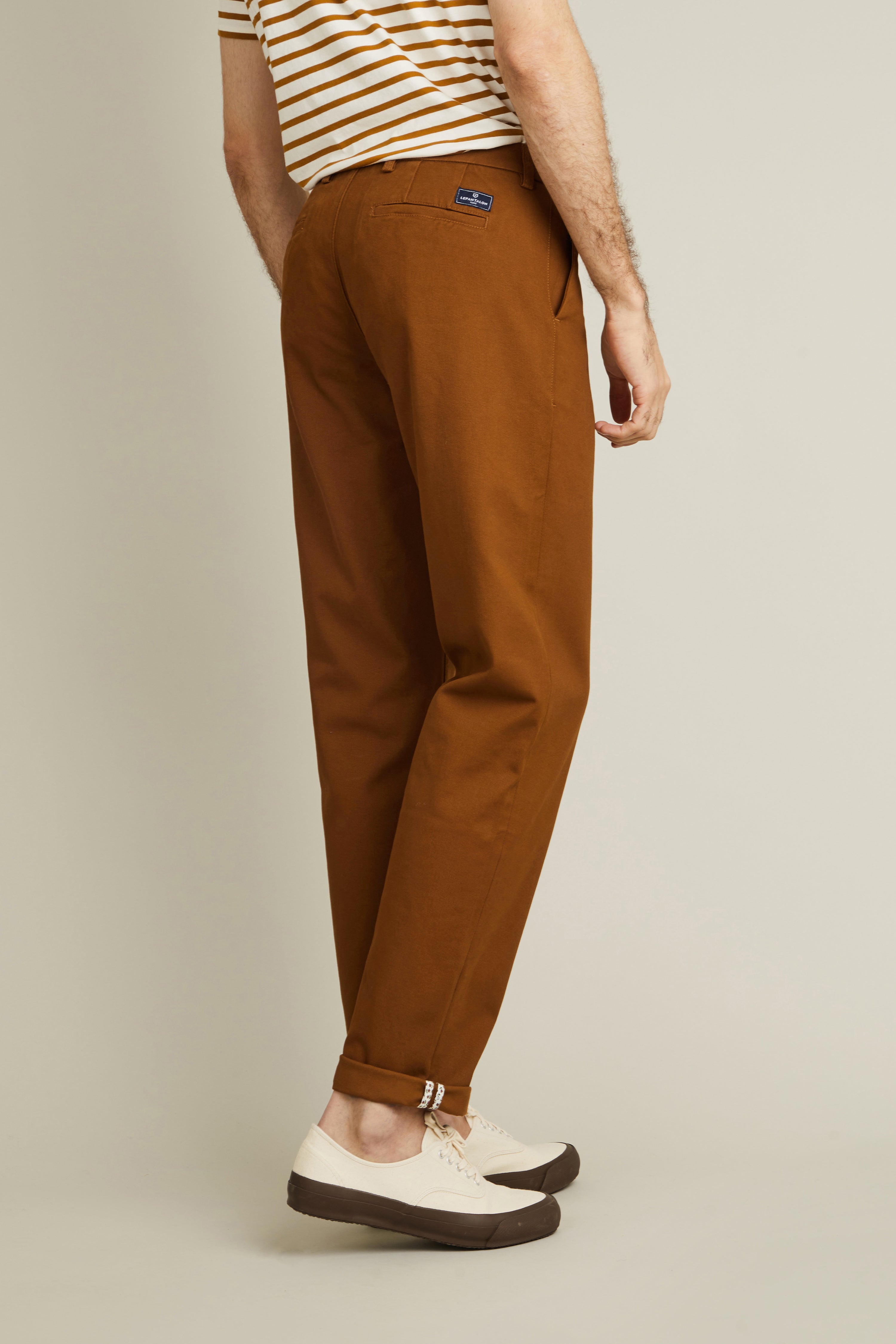le-pantalon-chinos-homme-chino-droit-camel-coton image 5