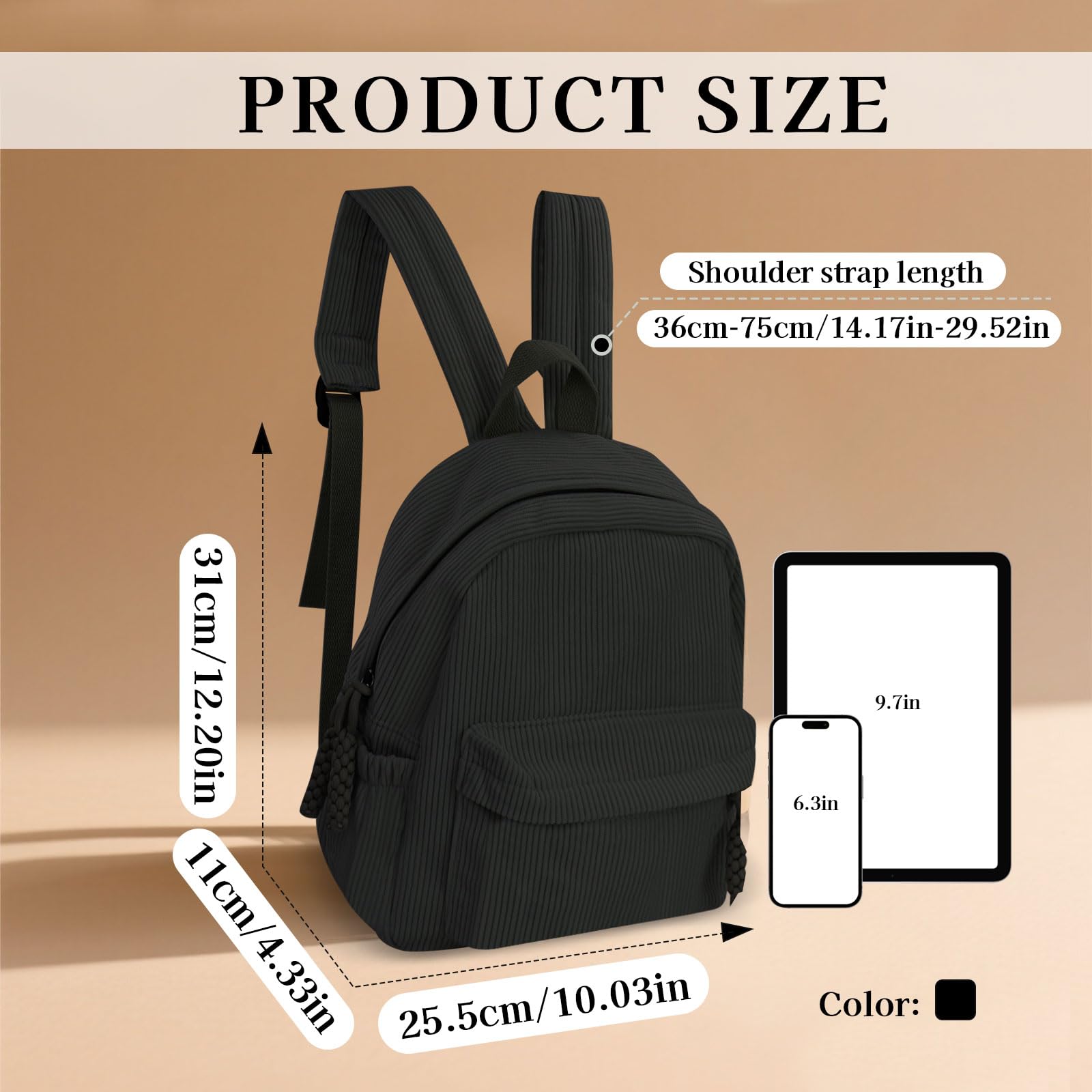 adistylinno-backpack-petit-sac-dos-femme-velours-noir image 3