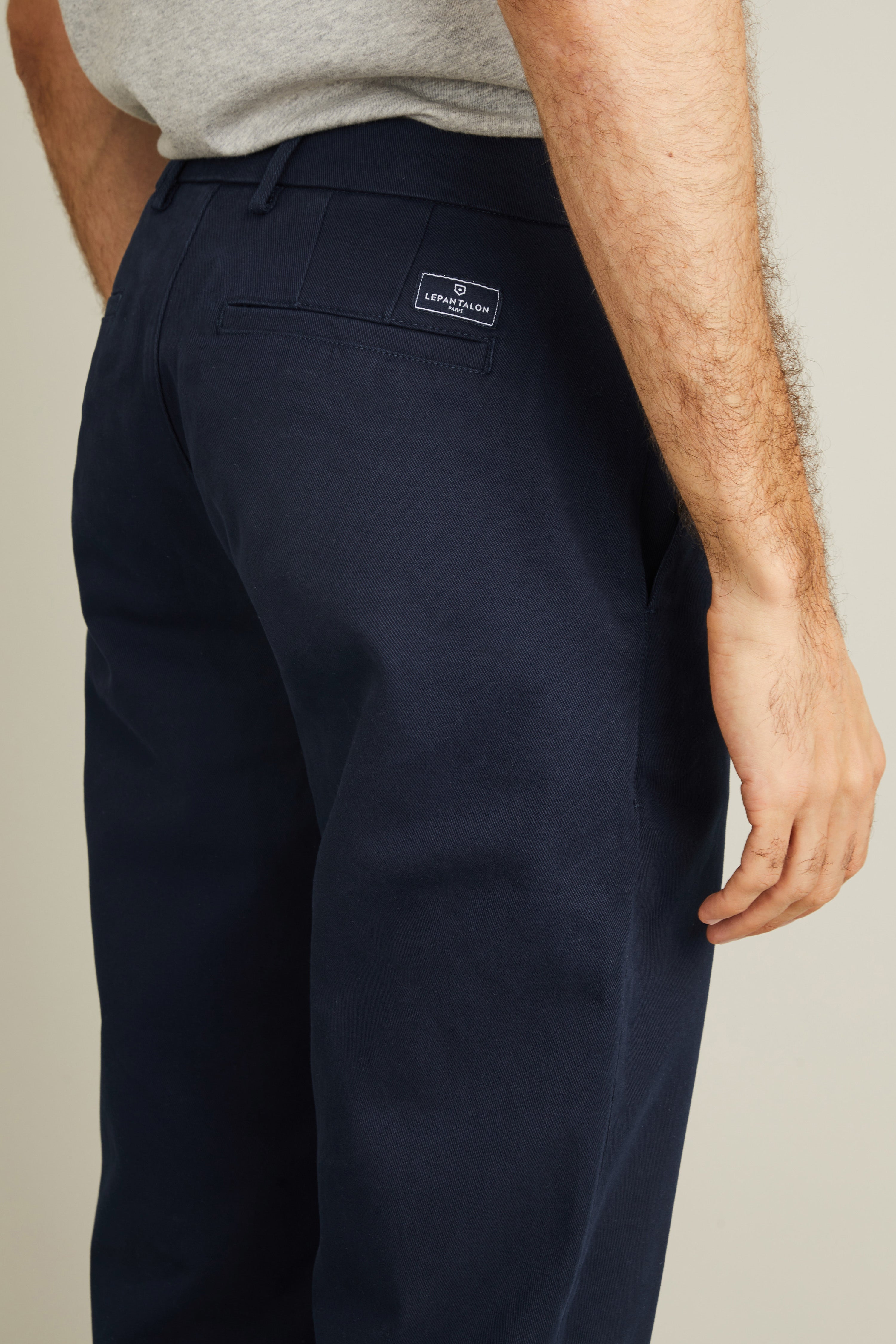 le-pantalon-chinos-homme-droit-bleu-marine-stretch image 3