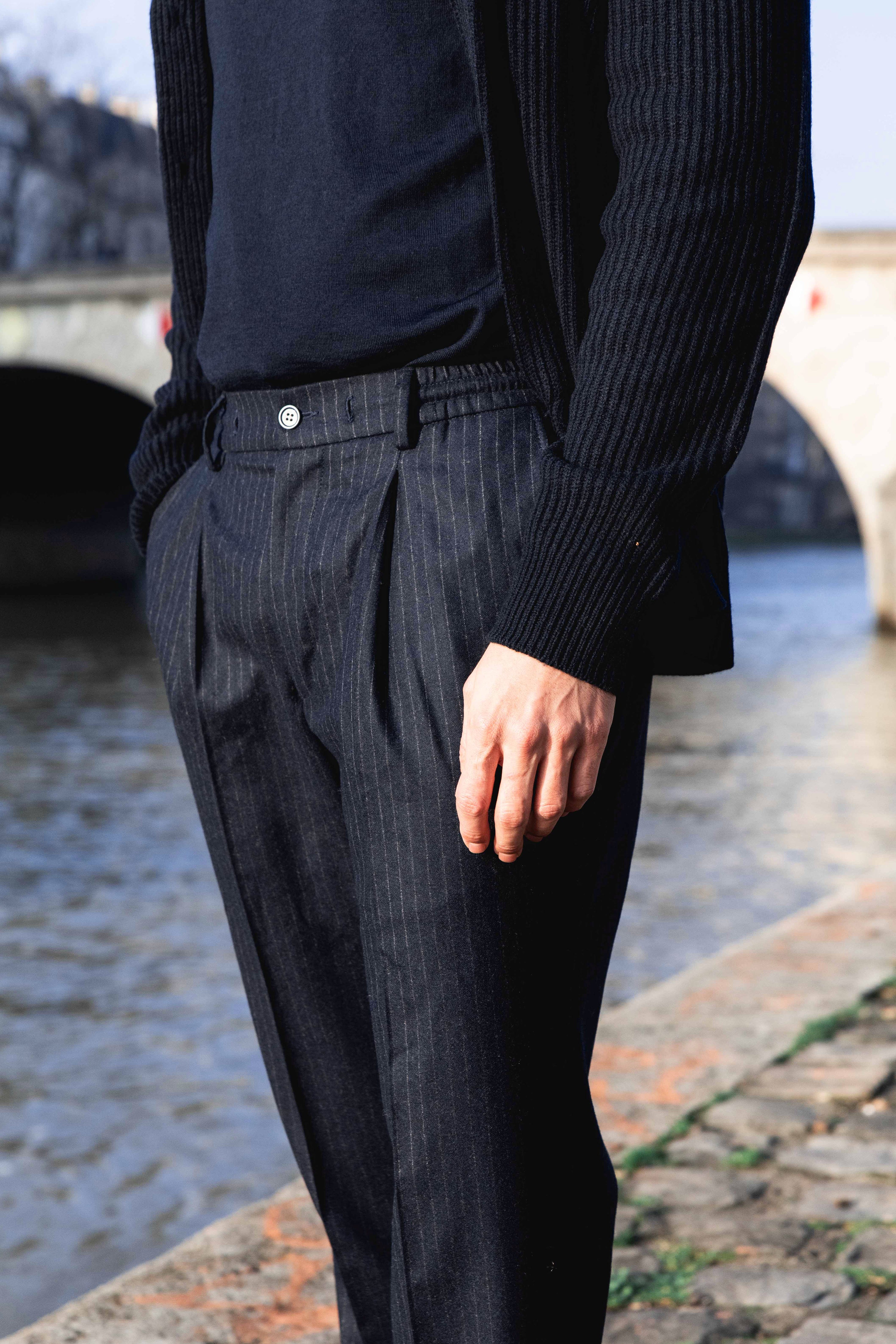 le-pantalon-flanelle-homme-jogpant-bleu-marine-laine-m-rinos image 5