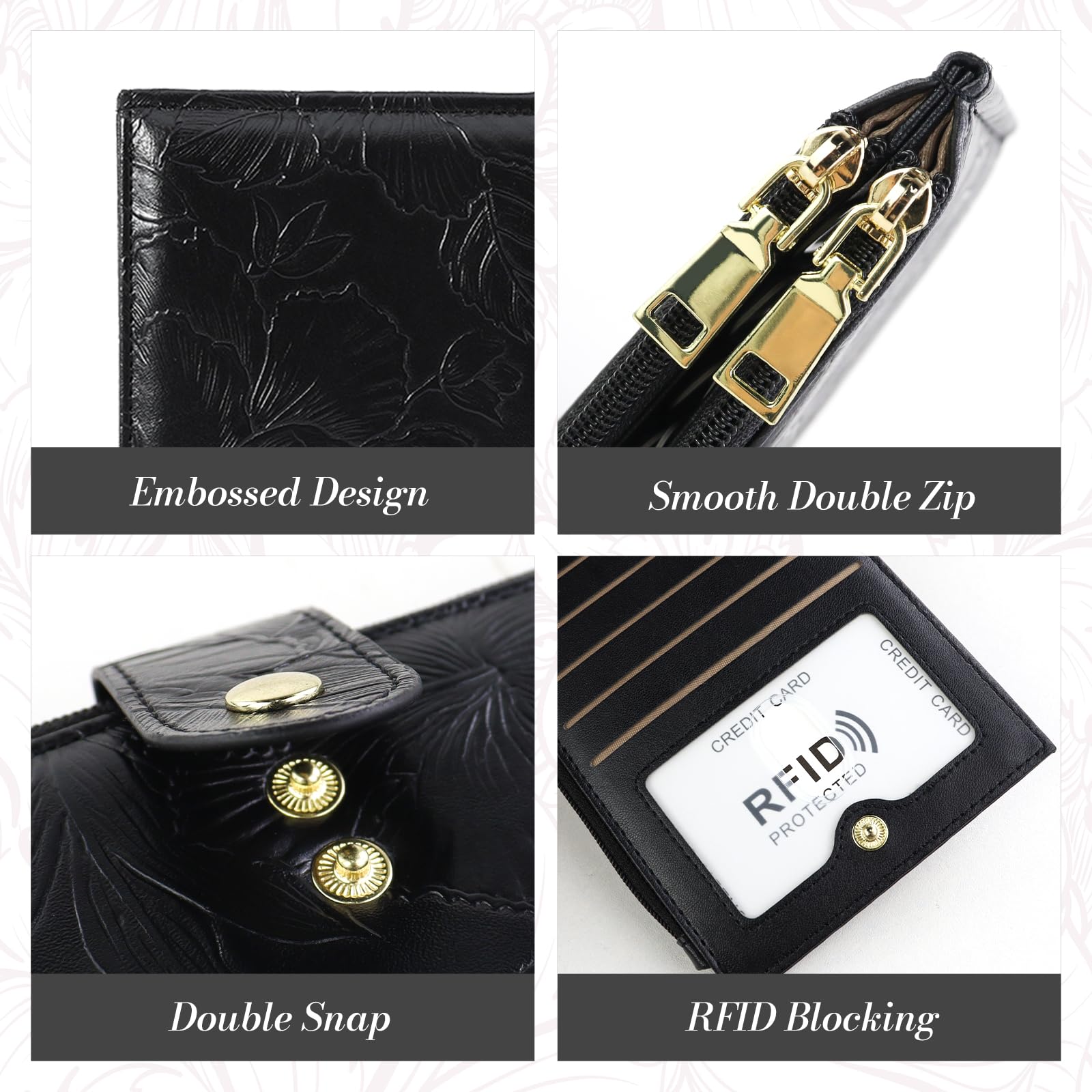 adistylinno-women-s-wallet-portefeuille-femme-noir-rfid-16-cartes image 2