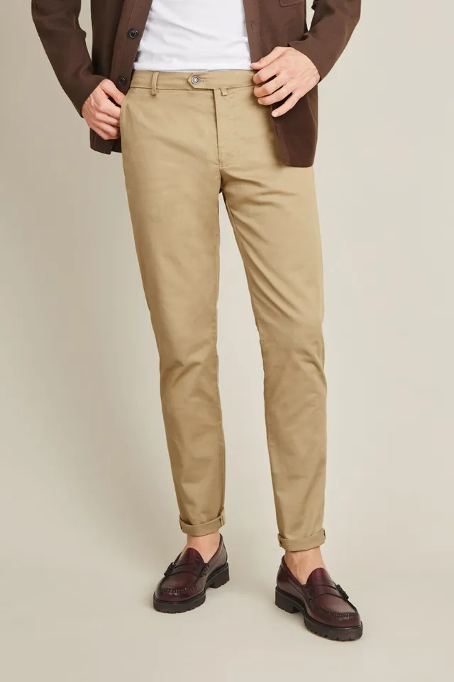 le-pantalon-chinos-homme-chino-beige-coton-semi-slim image 1