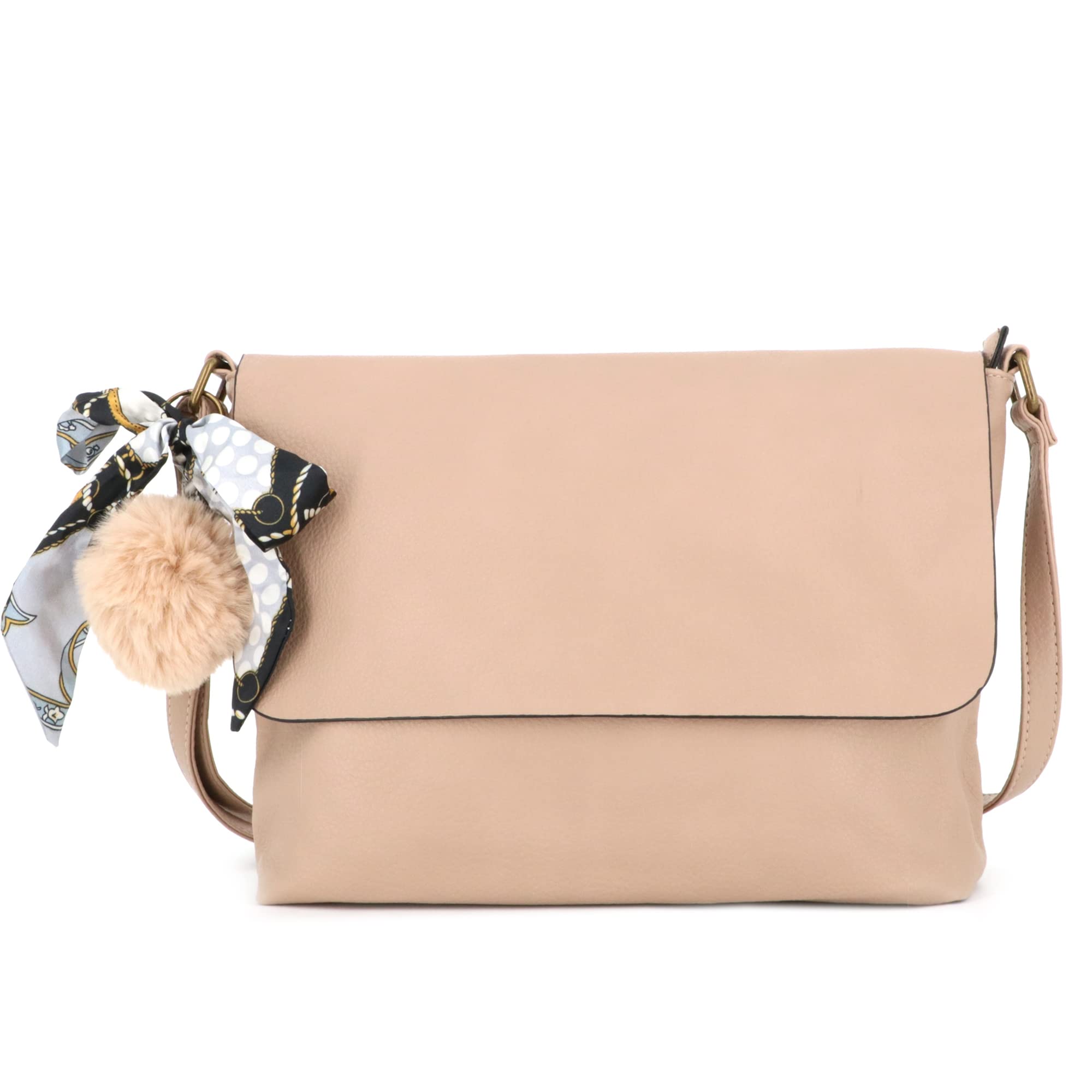 flora-co-sacs-bandouli-res-messenger-sac-bandouli-re-beige-pompon image 1