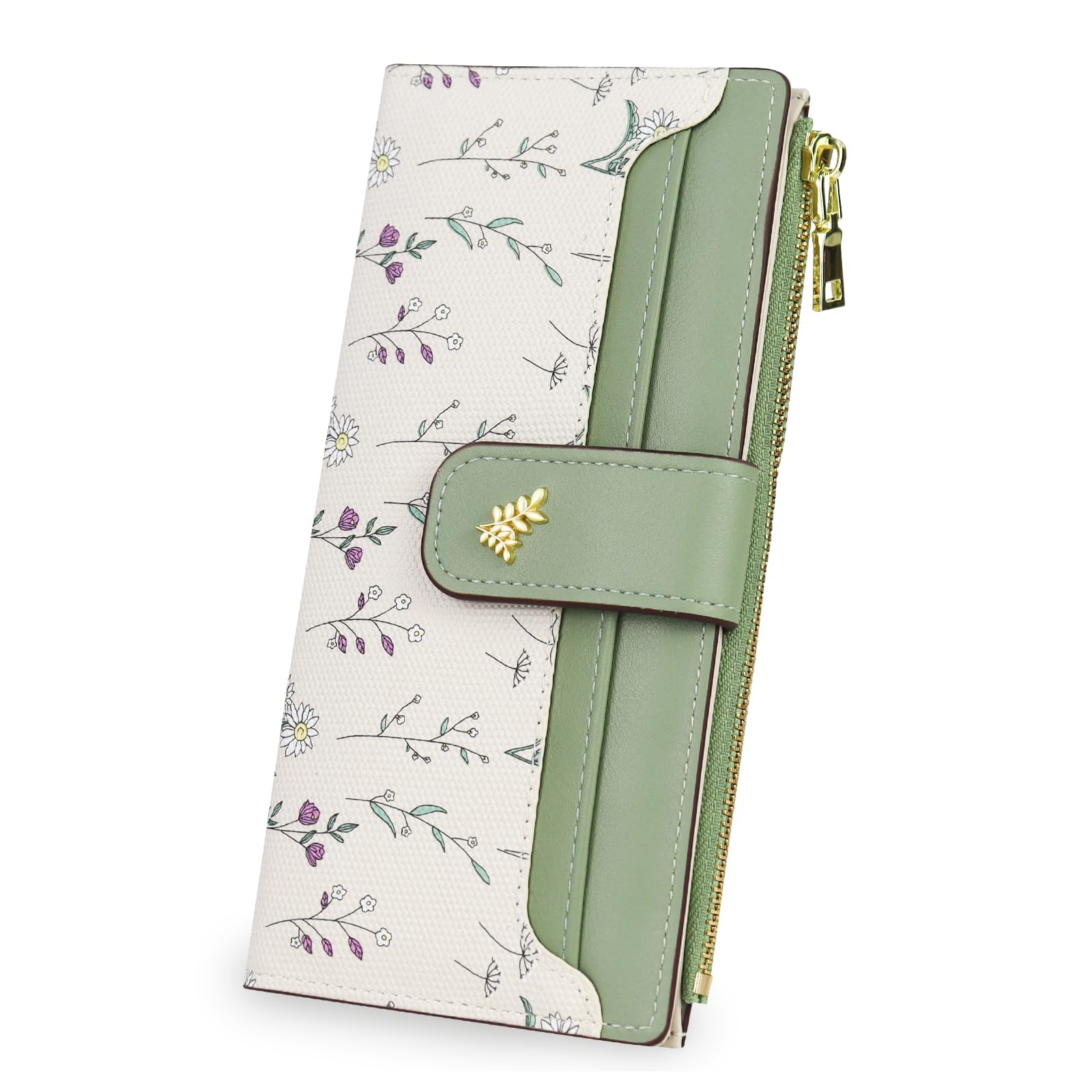 adistylinno-women-s-wallet-portefeuille-femme-vert-floral image 1