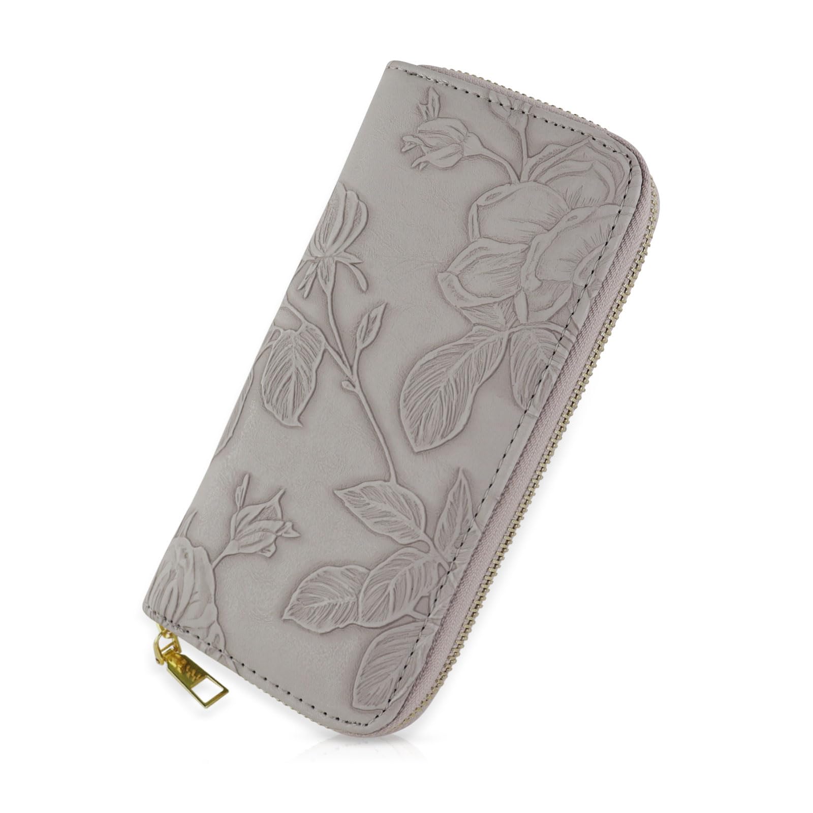 adistylinno-women-s-wallet-portefeuille-long-gris-8-cartes image 1