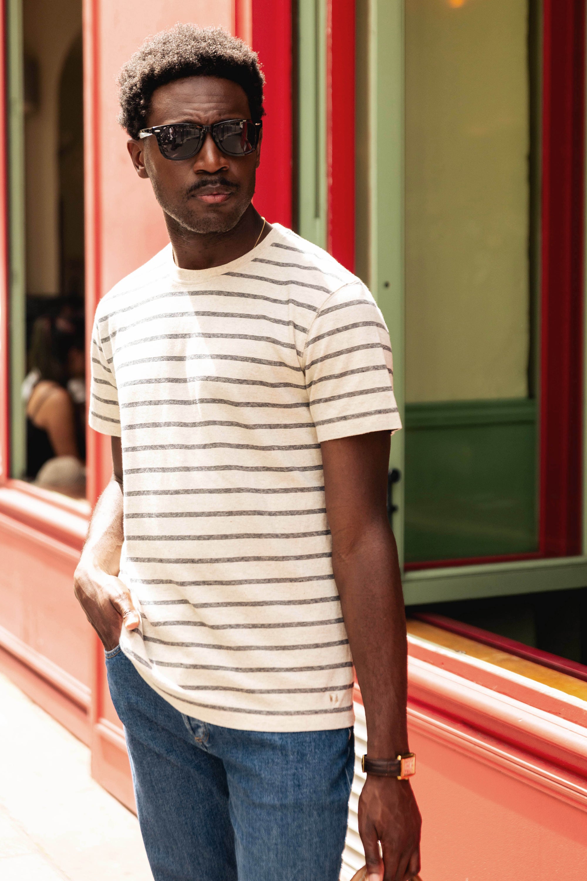 le-pantalon-t-shirts-homme-marini-re-t-shirt-bleu-marine-coton-lin image 2