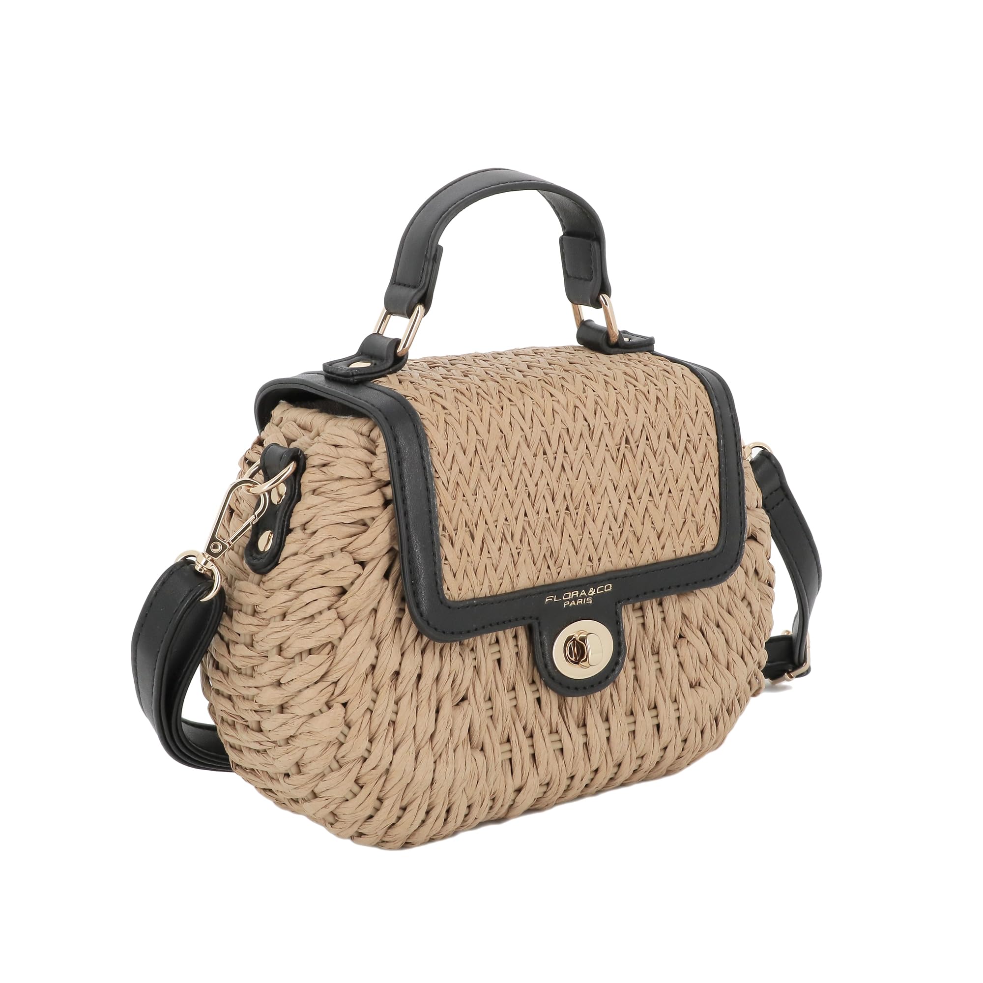 flora-co-sacs-bandouli-res-sac-paille-noir-ovale-t image 4