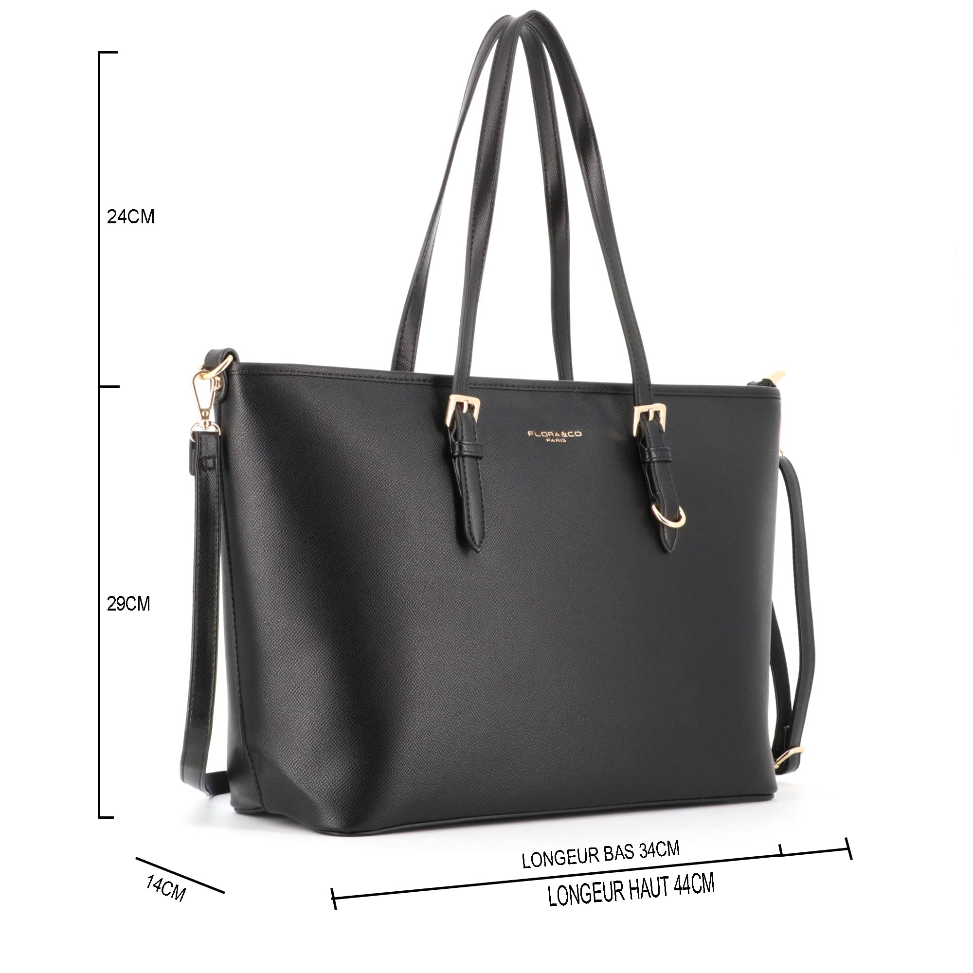 flora-co-cabas-grand-sac-cabas-femme-noir-a4-similicuir image 3