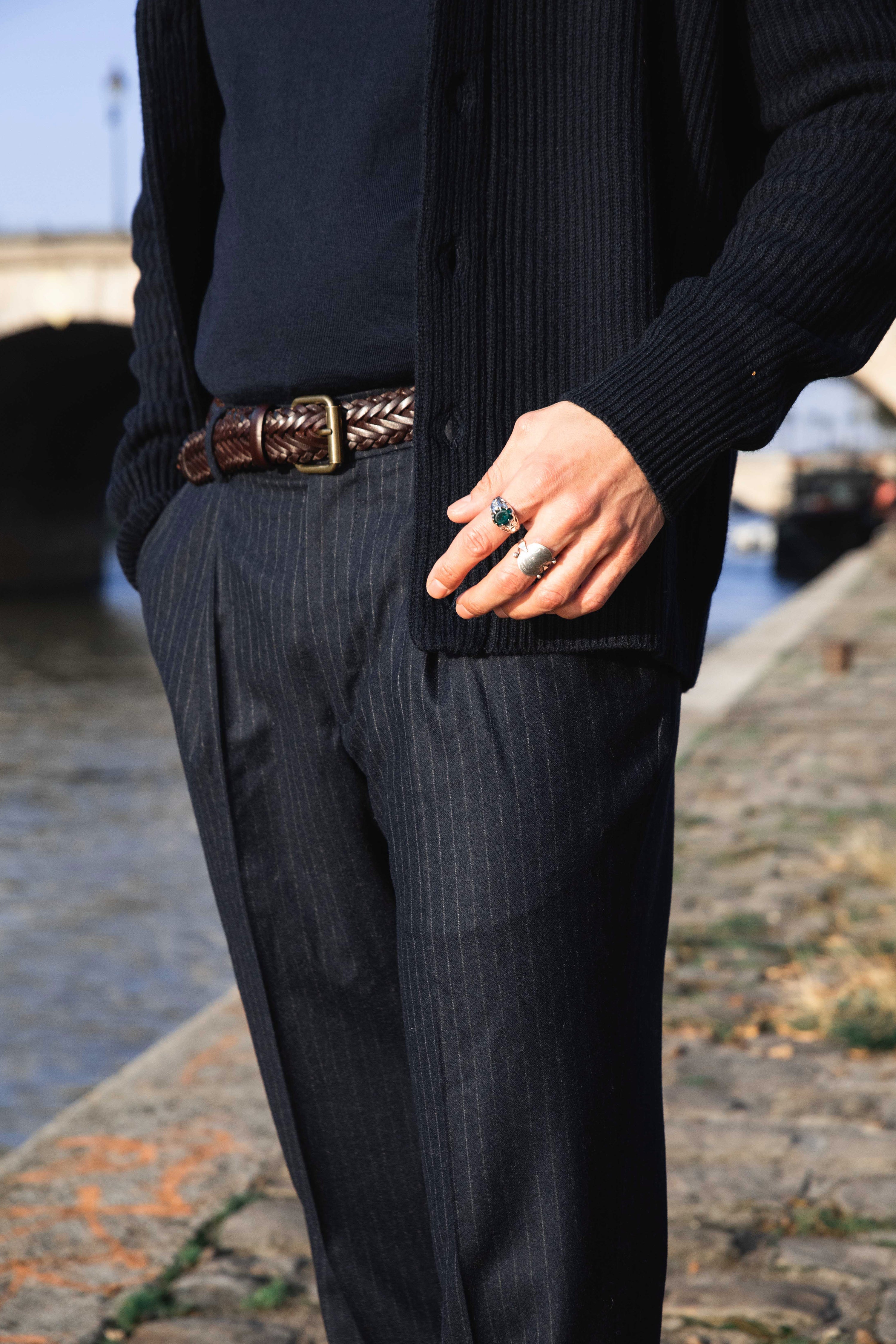 le-pantalon-flanelle-homme-jogpant-bleu-marine-laine-m-rinos image 6
