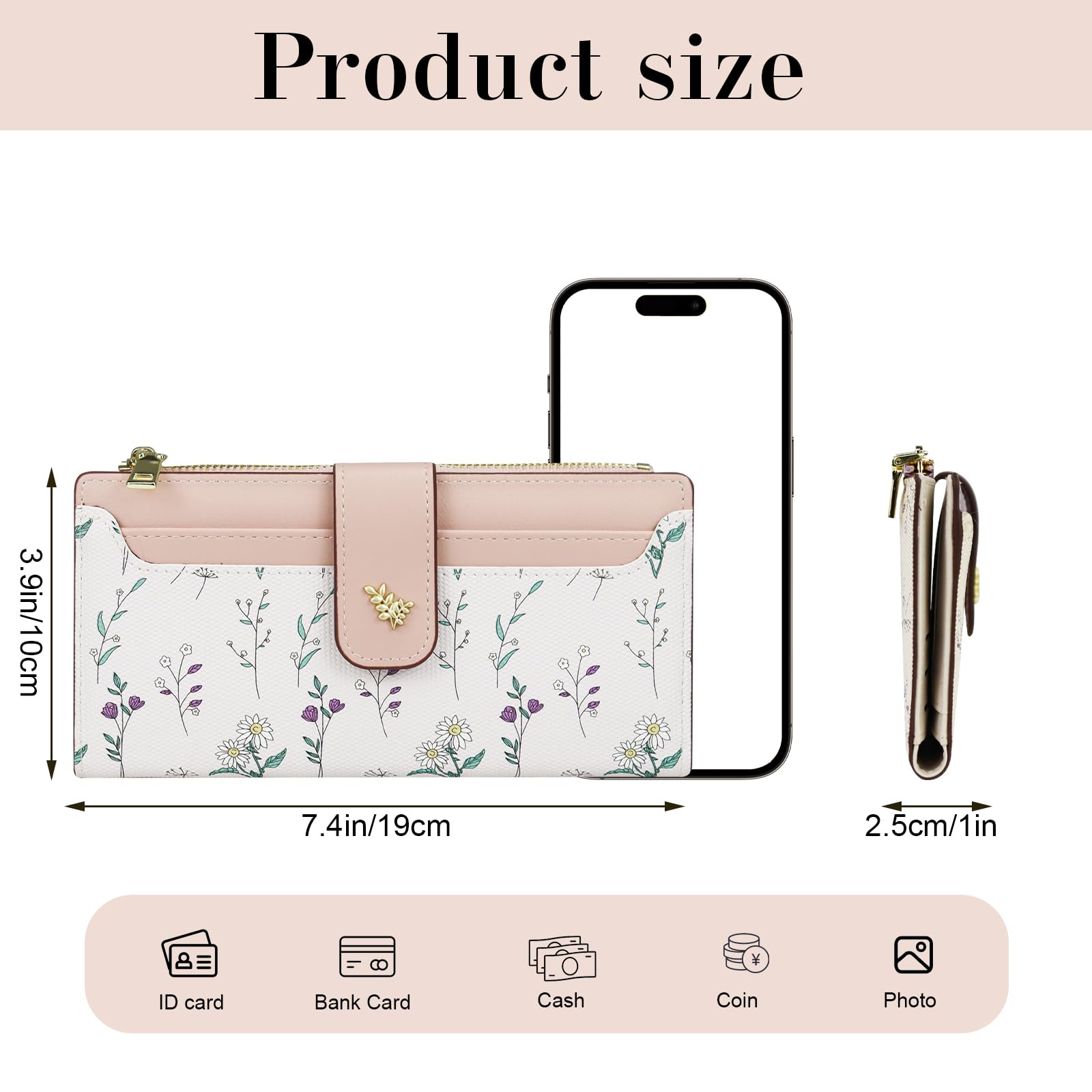 adistylinno-women-s-wallet-portefeuille-femme-rose-11-cartes image 2