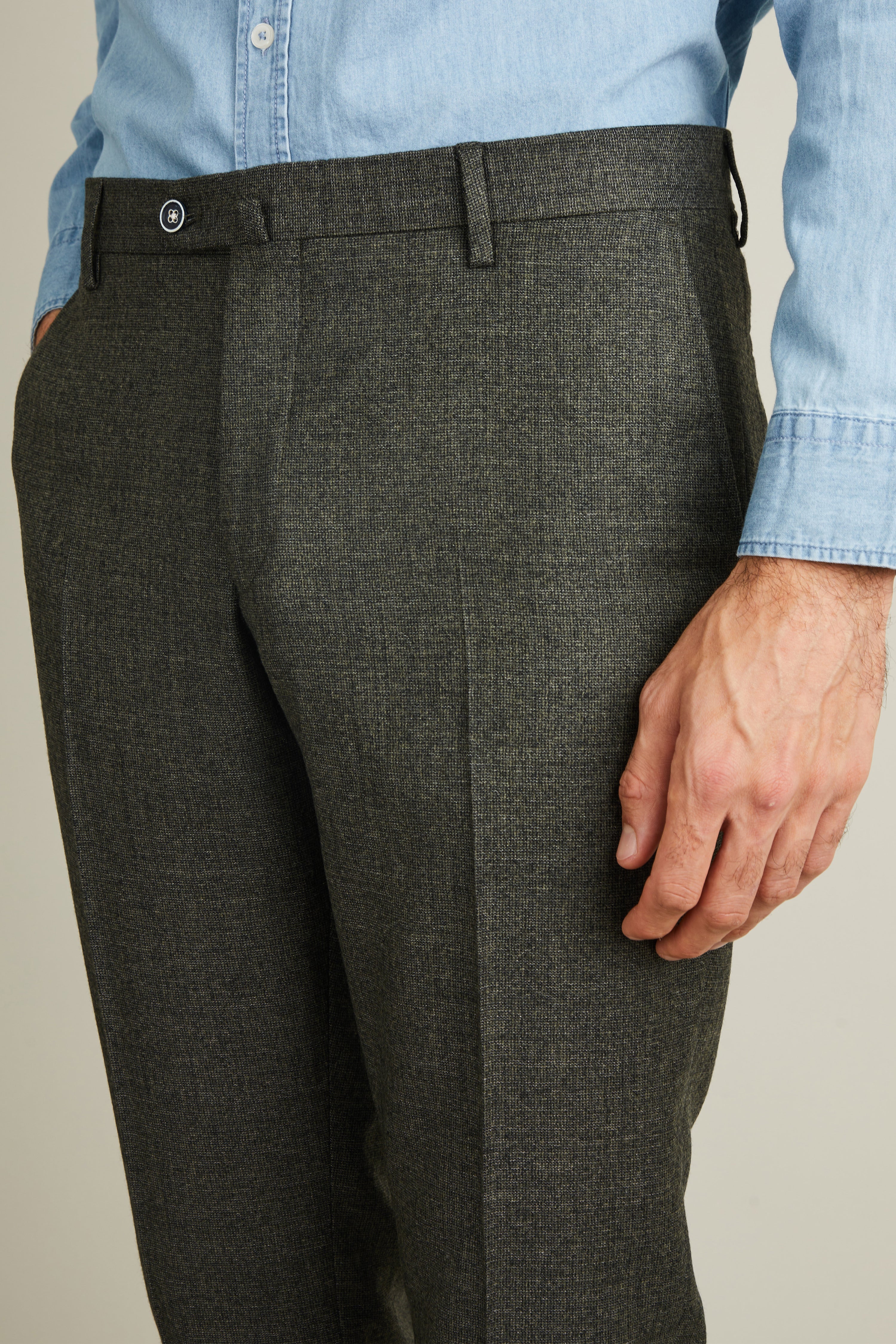 le-pantalon-flanelle-homme-pantalon-vert-tweed-m-rinos image 2