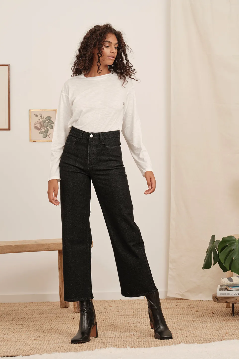 le-pantalon-flare-jean-vintage-noir-coton-femme-7-8 image 1